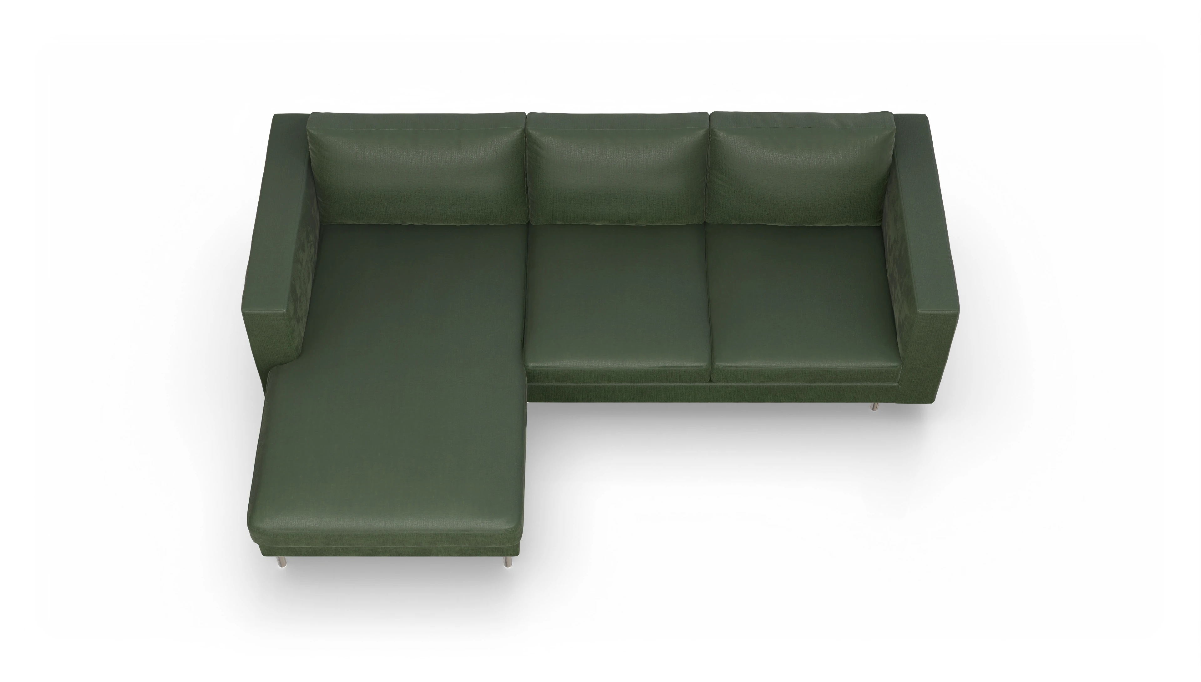 Design-Sofa Silea Ansicht des Produktes Silea Sofa mit Rec links in Stoff grün