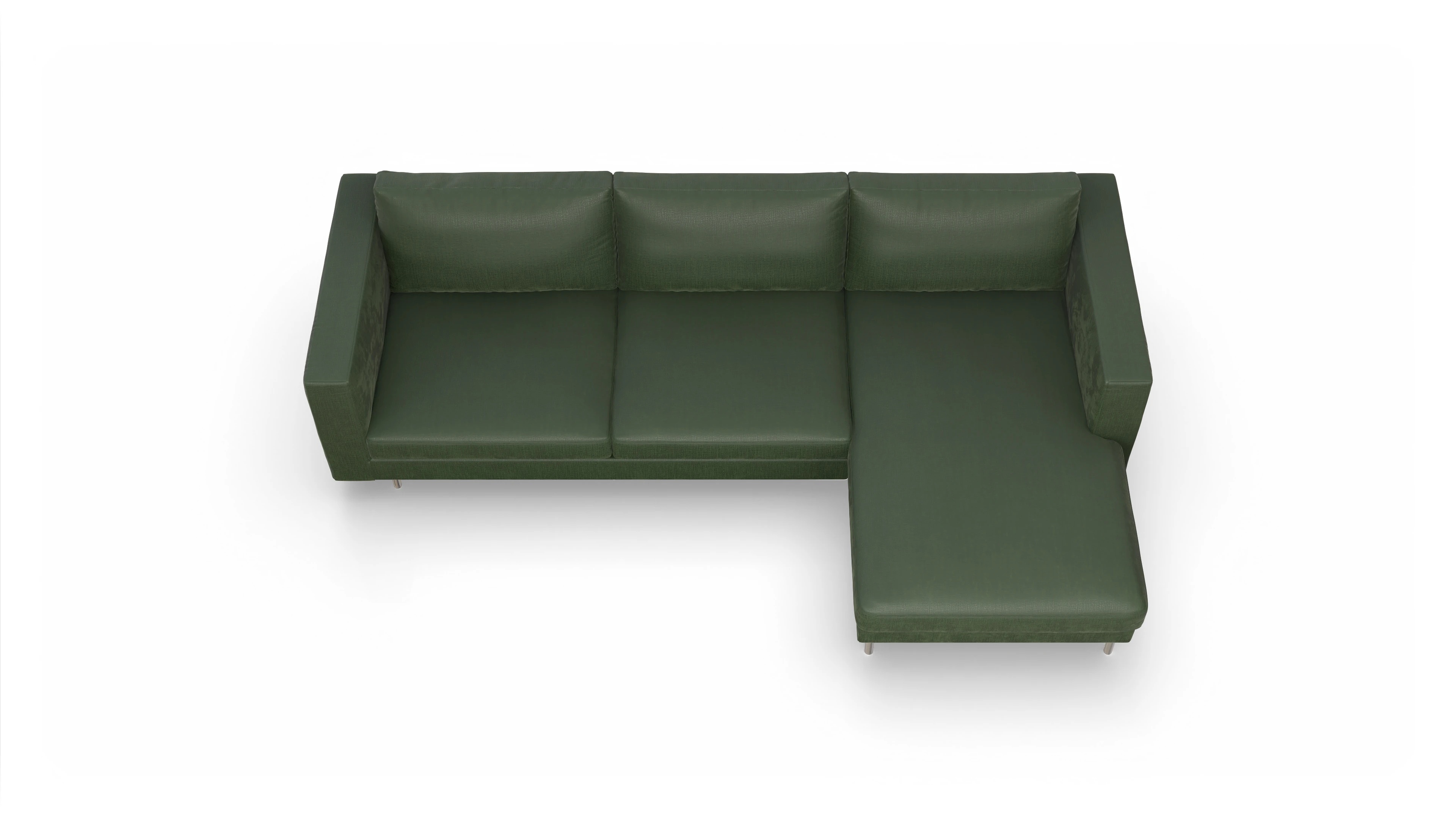 Design-Sofa Silea Ansicht des Produktes Silea Sofa mit Rec rechts in Stoff grün