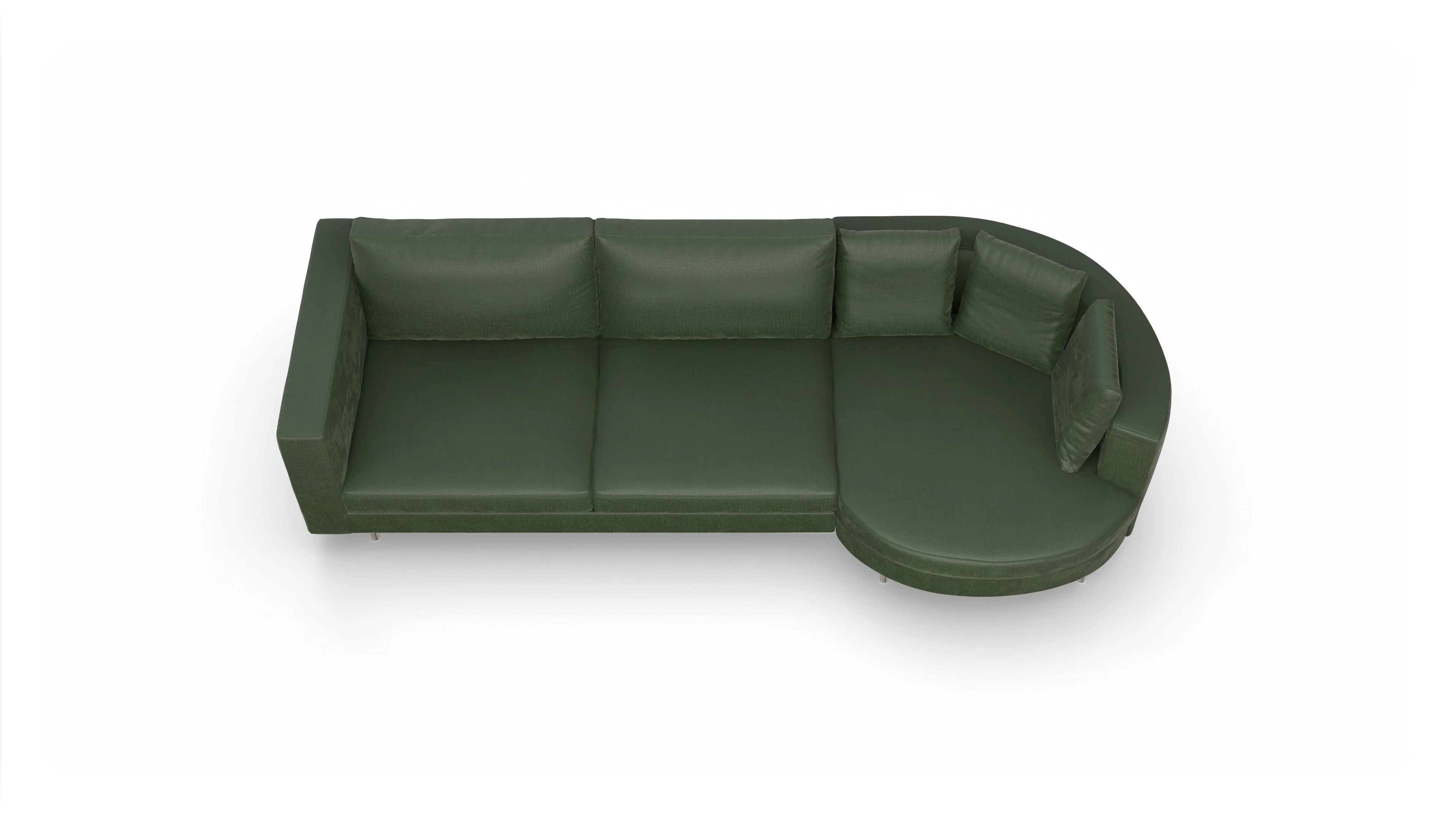 Design-Sofa Silea Ansicht des Produktes Silea Sofa mit Rec rechts in Stoff grün