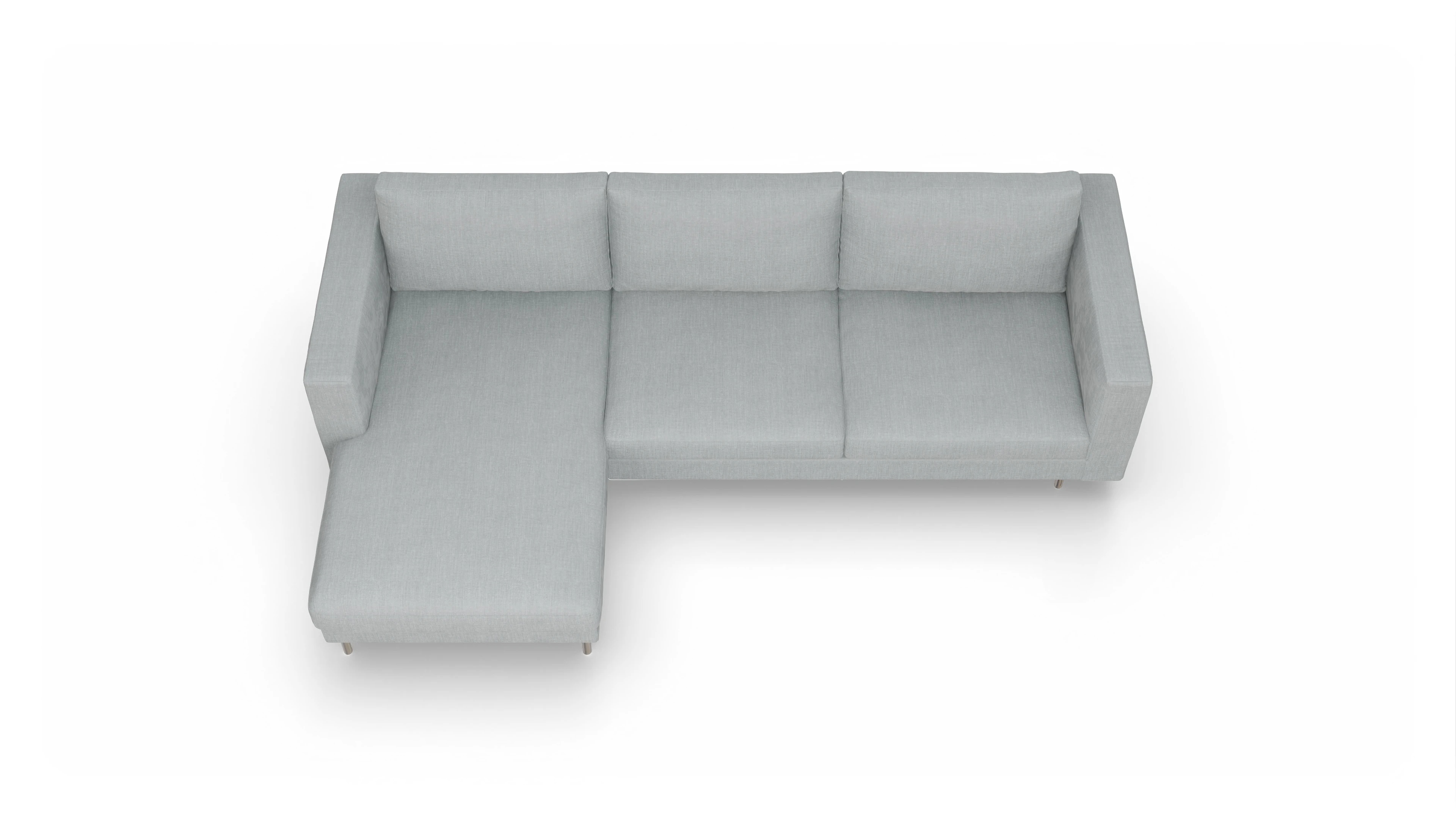 Design-Sofa Silea Ansicht des Produktes Silea Sofa mit Rec links in Stoff grau