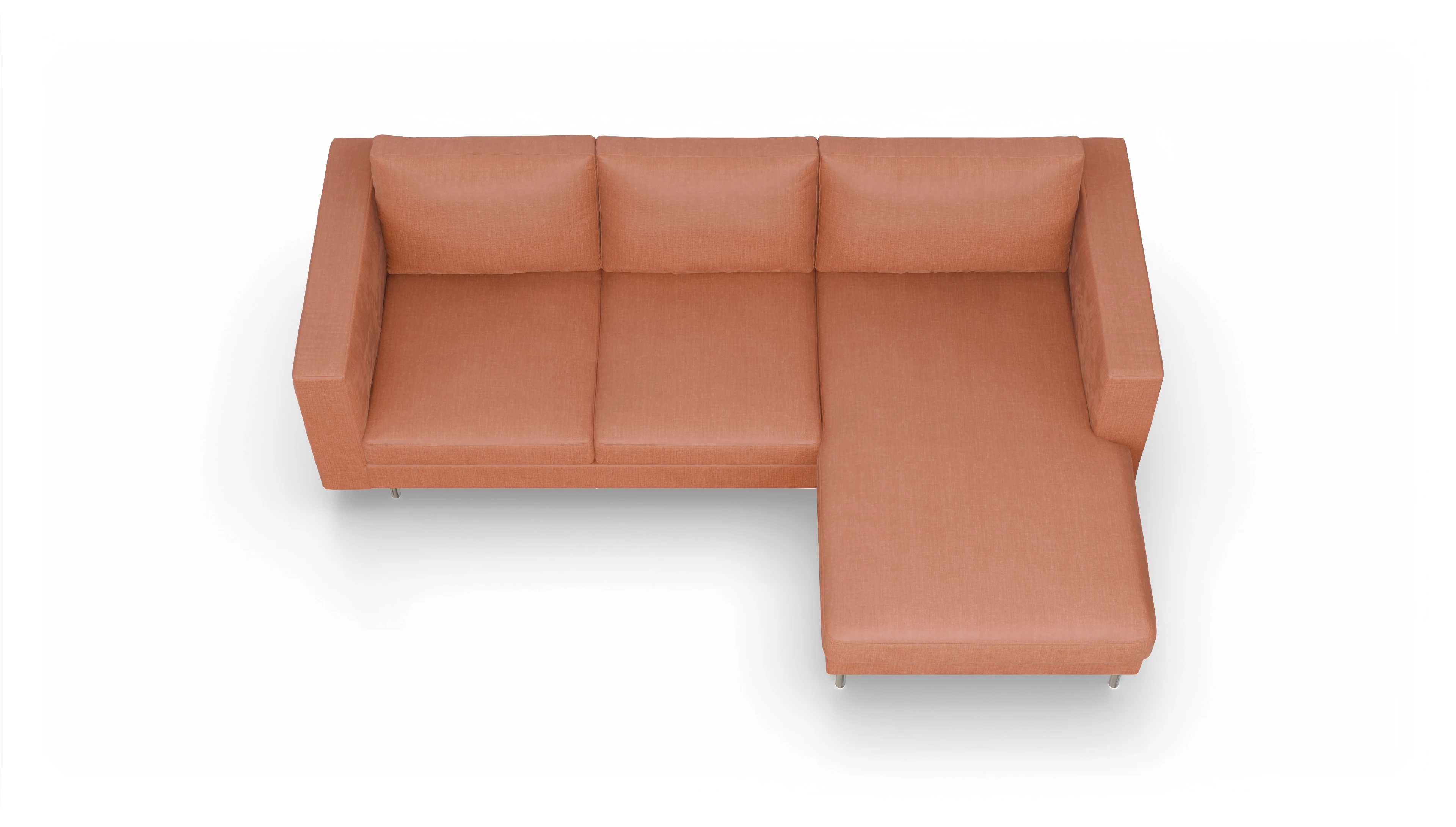 Ansicht des Produktes Silea Sofa mit Rec rechts in Stoff orange