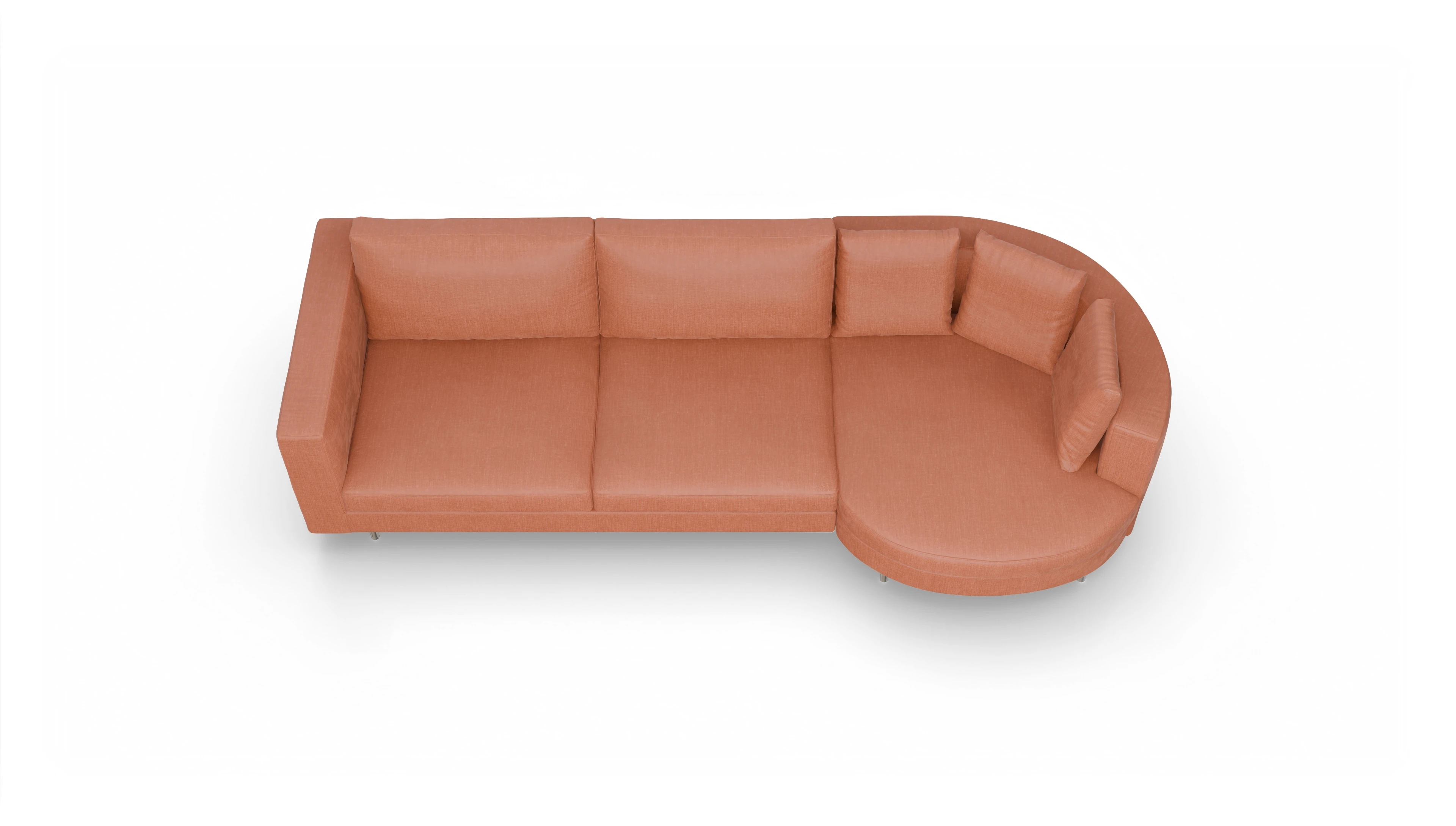 Ansicht des Produktes Silea Sofa mit Rec rechts in Stoff orange