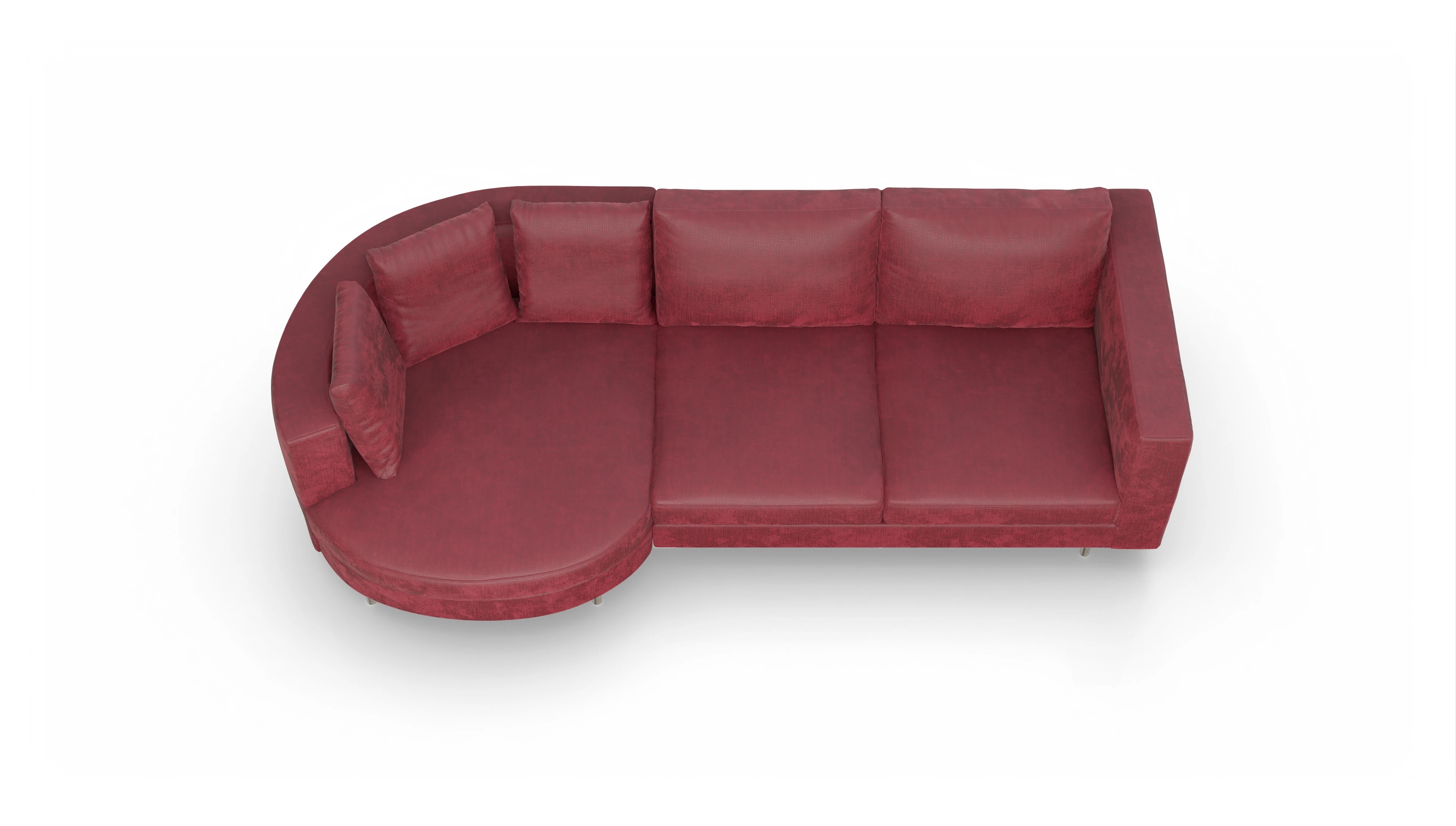 Design-Sofa Silea Ansicht des Produktes Silea Sofa mit Rec links in Stoff rot