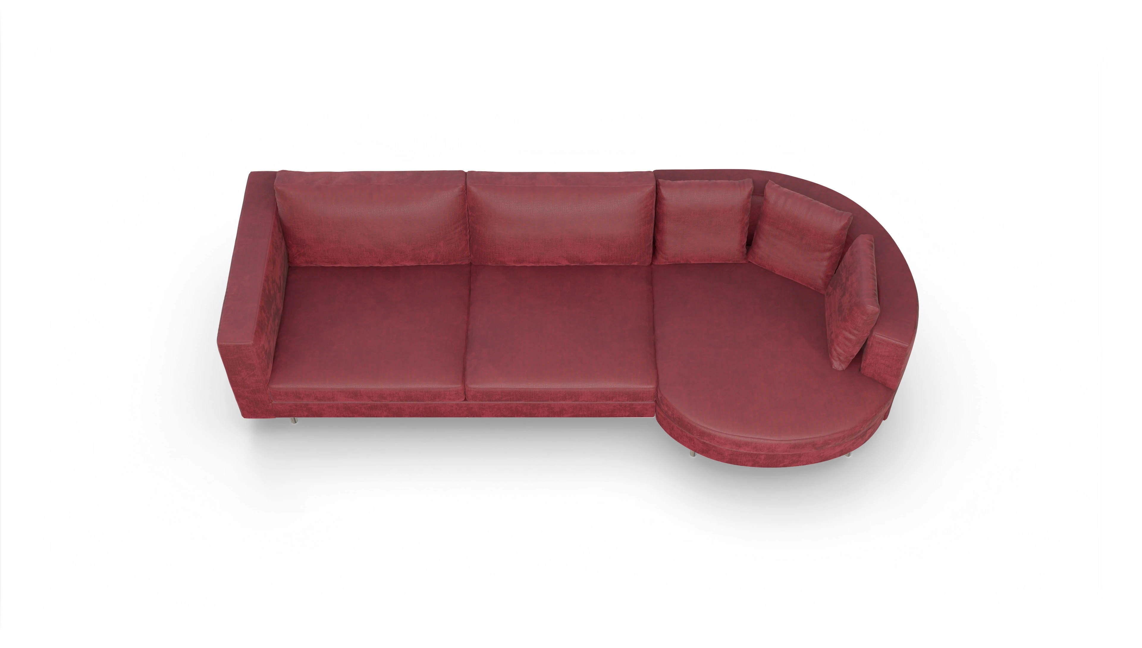 Ansicht des Produktes Silea Sofa mit Rec rechts in Stoff rot