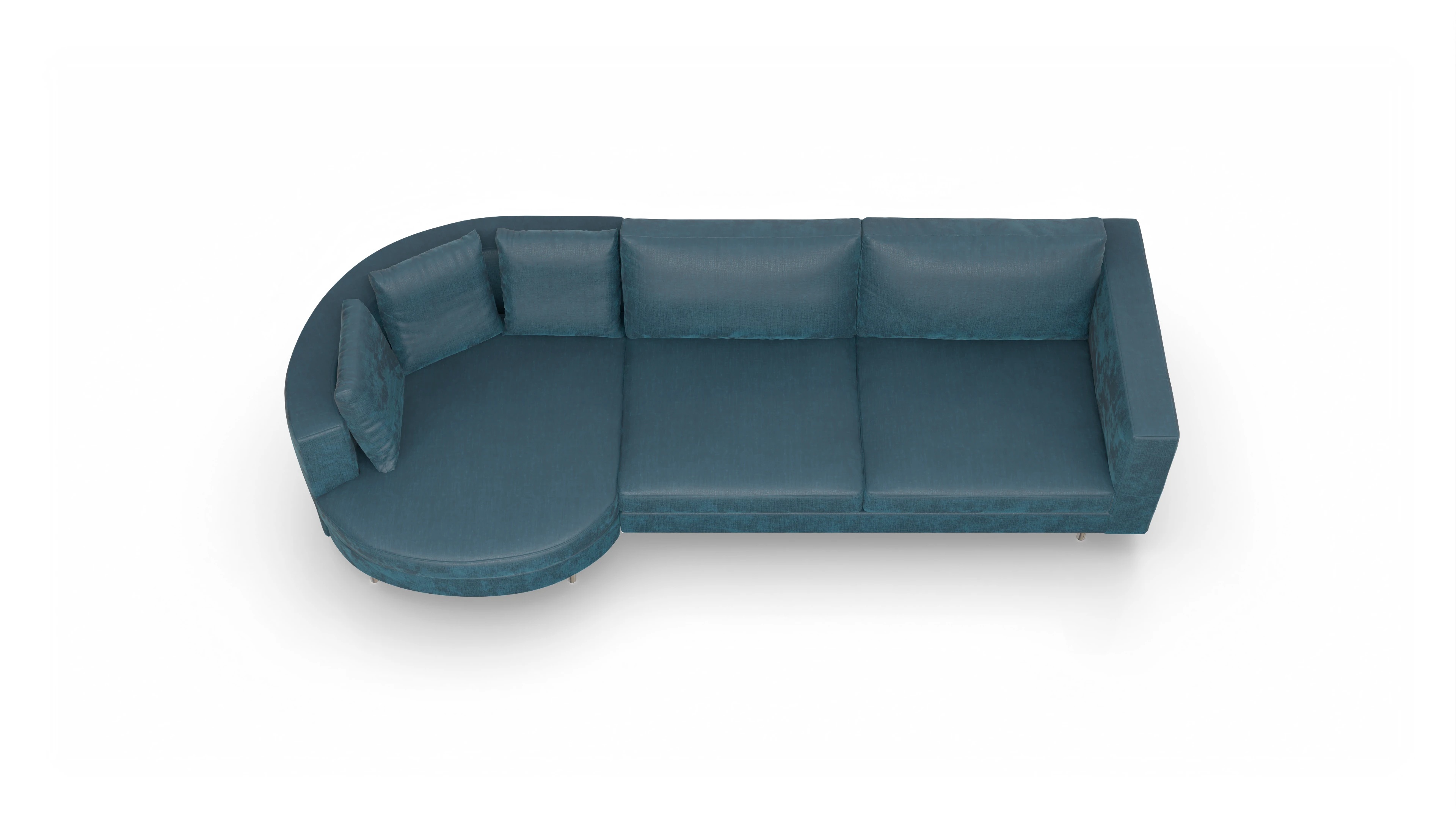 Design-Sofa Silea Ansicht des Produktes Silea Sofa mit Rec rechts in Stoff blau