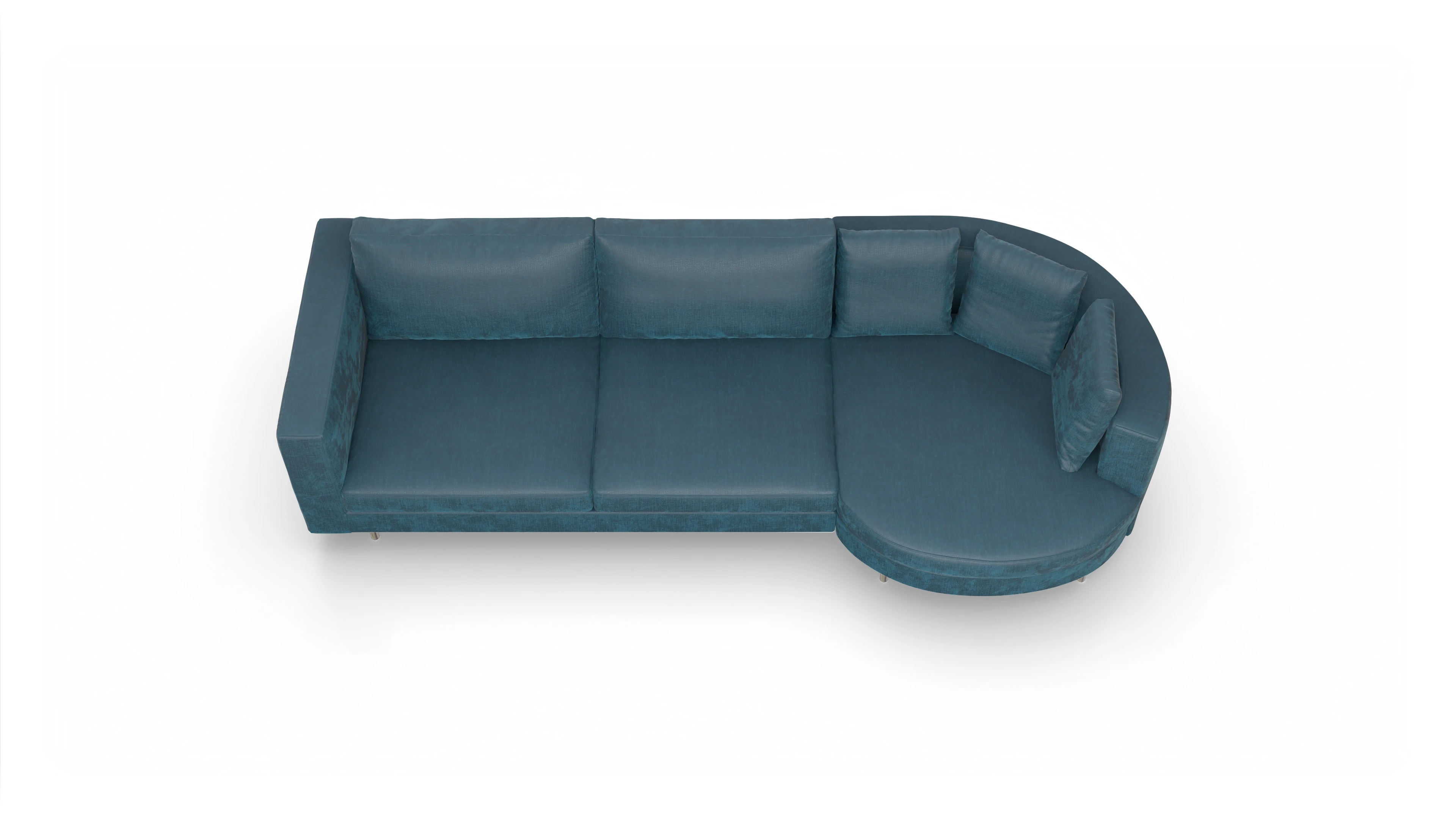 Ansicht des Produktes Silea Sofa mit Rec rechts in Stoff blau