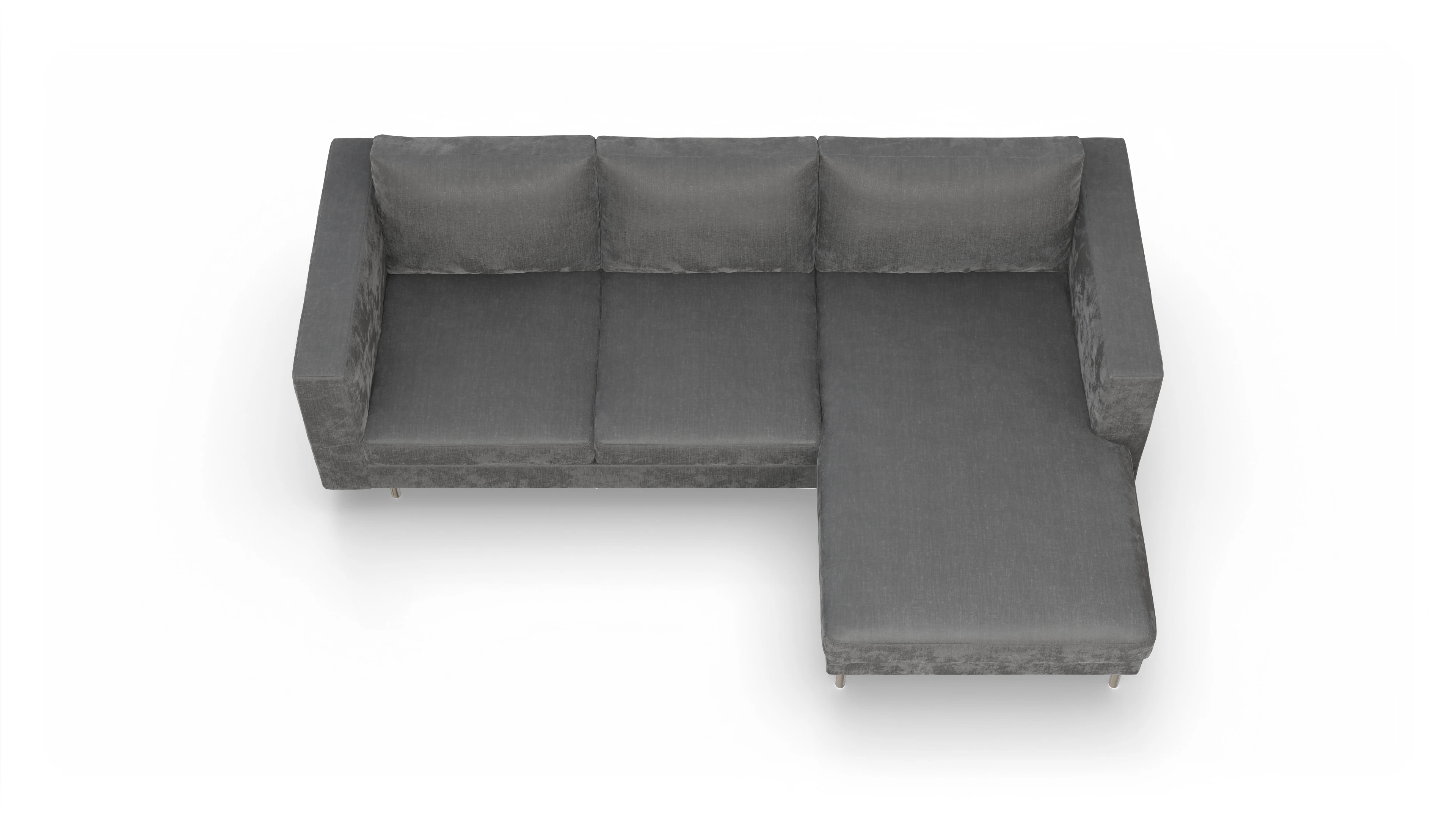 Design-Sofa Silea Ansicht des Produktes Silea Sofa mit Rec rechts in Stoff grau
