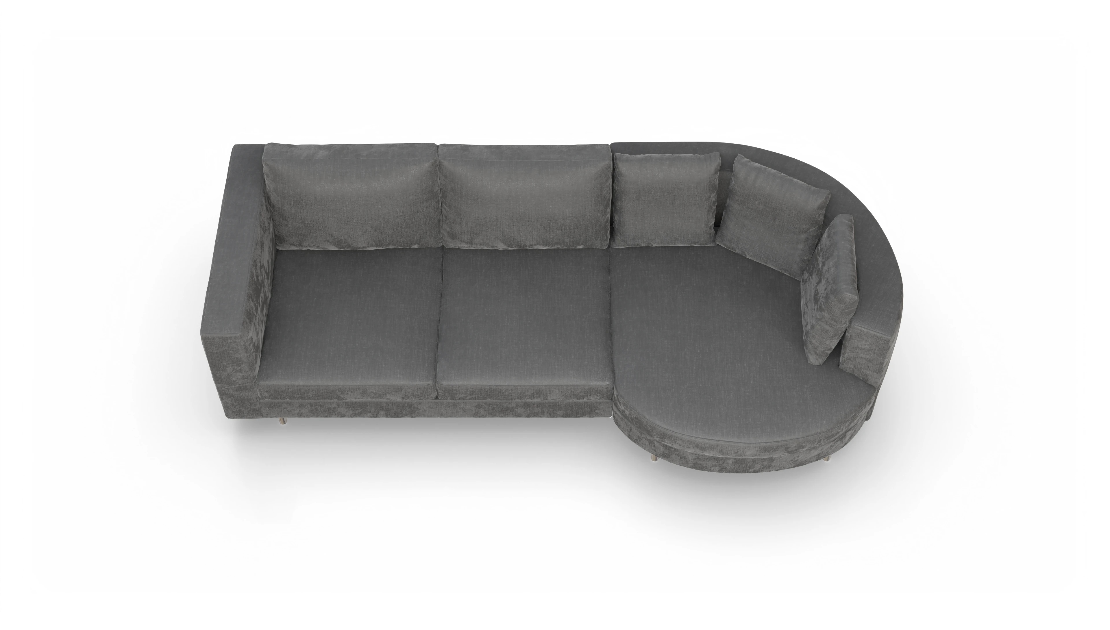 Design-Sofa Silea Ansicht des Produktes Silea Sofa mit Rec rechts in Stoff grau