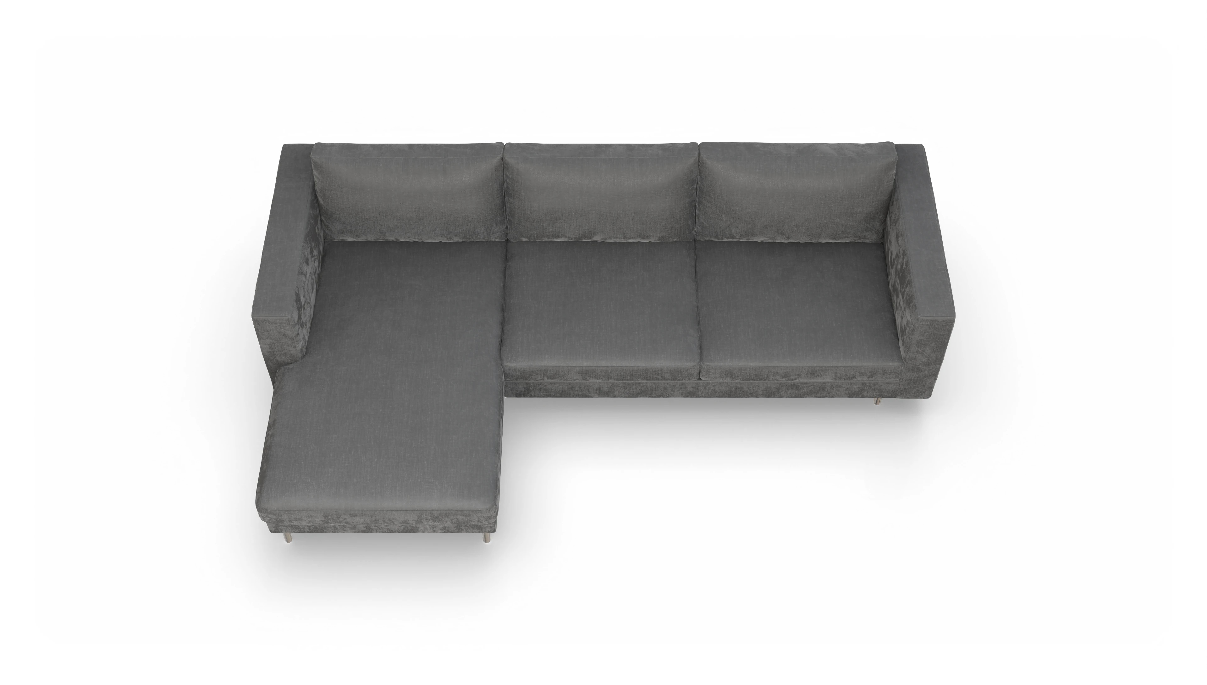 Design-Sofa Silea Ansicht des Produktes Silea Sofa mit Rec links in Stoff grau