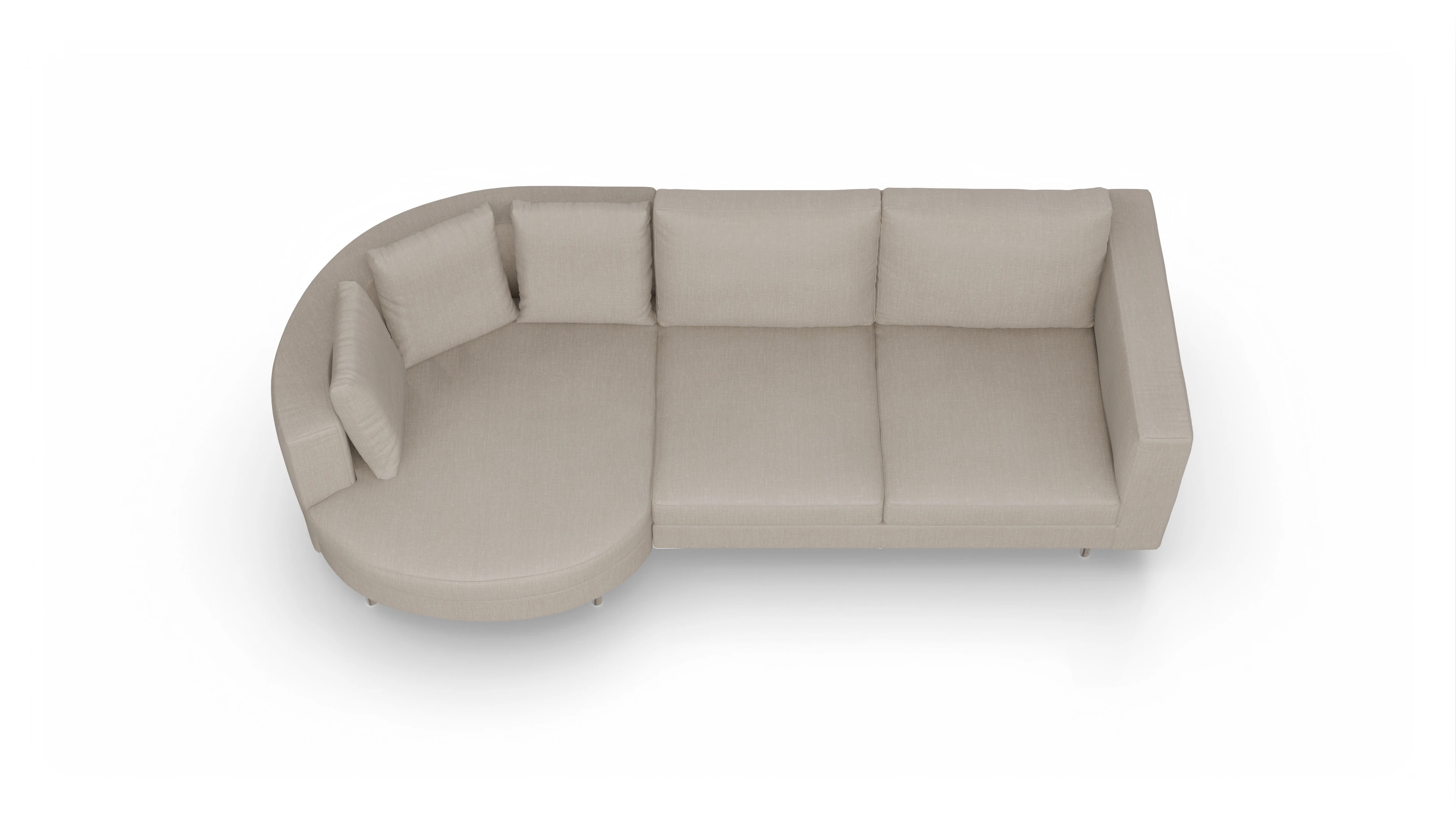 Design-Sofa Silea Ansicht des Produktes Silea Sofa mit Rec links in Stoff braun