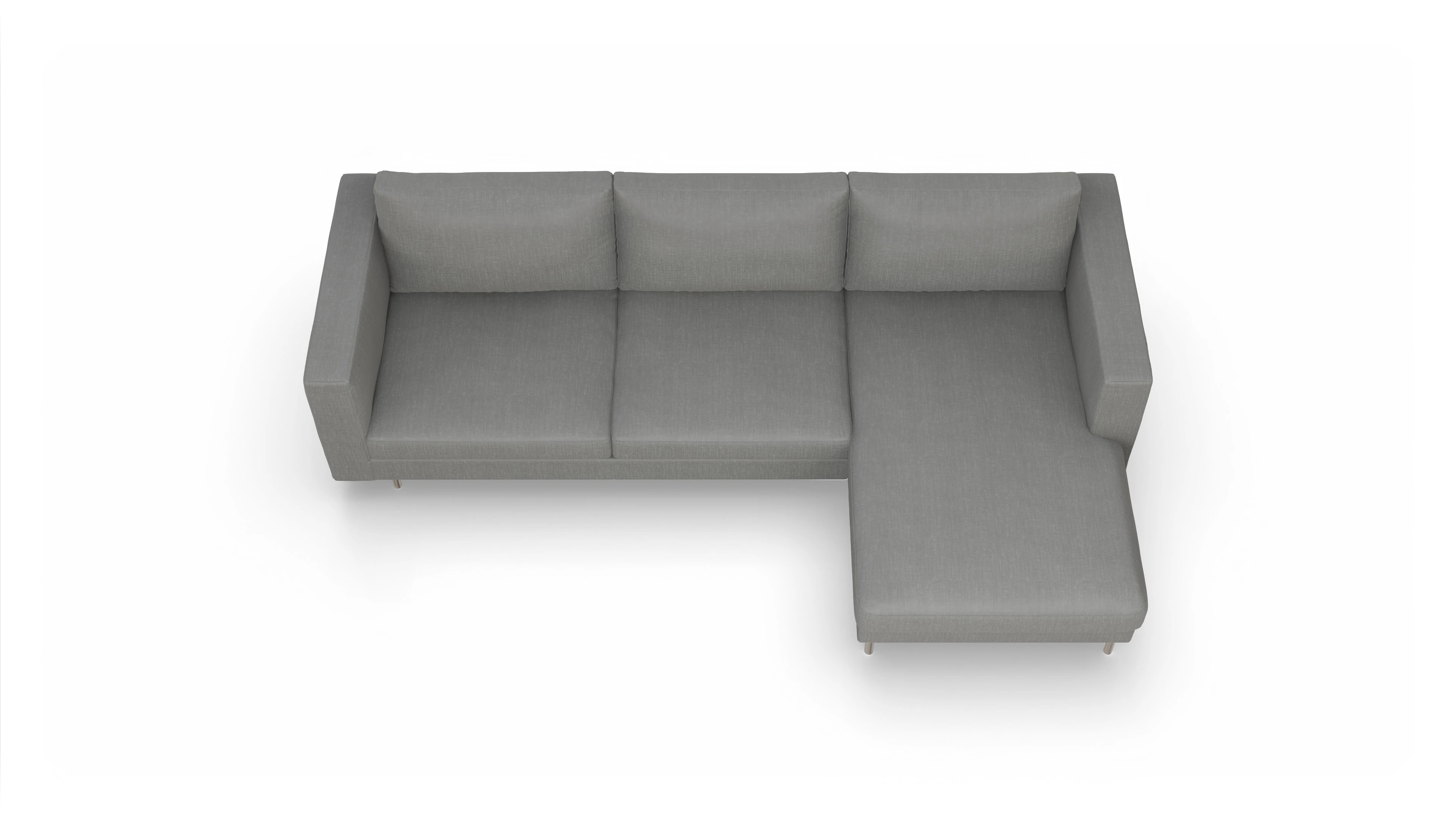 Design-Sofa Silea Ansicht des Produktes Silea Sofa mit Rec rechts in Stoff grau