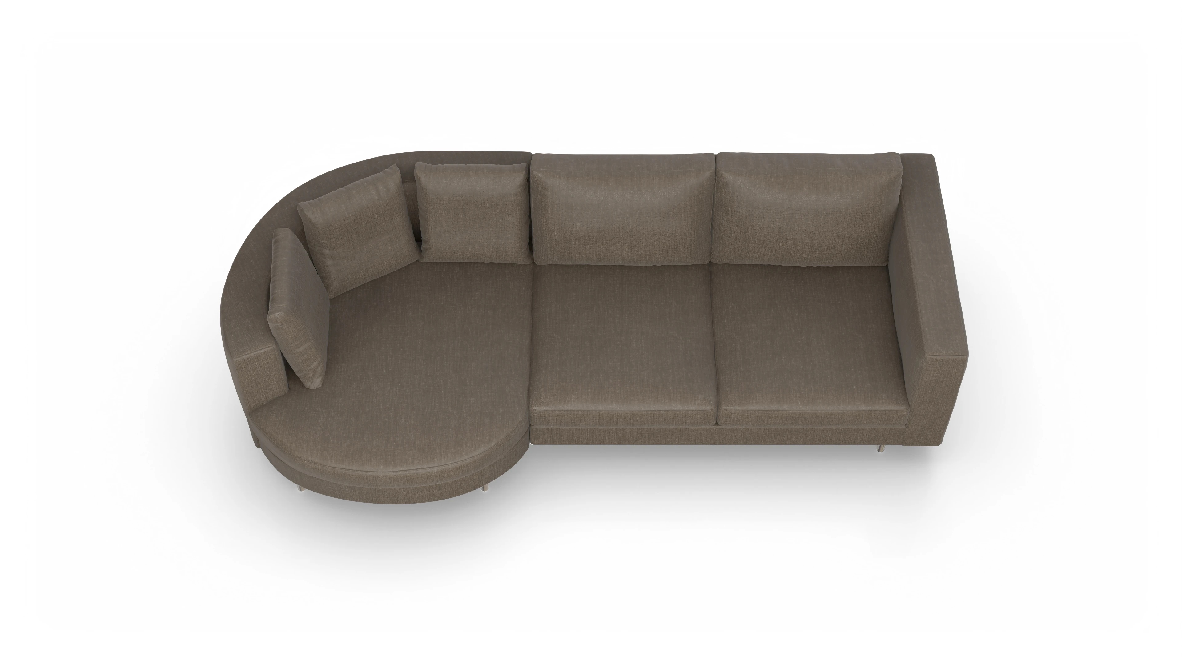 Design-Sofa Silea Ansicht des Produktes Silea Sofa mit Rec links in Stoff braun