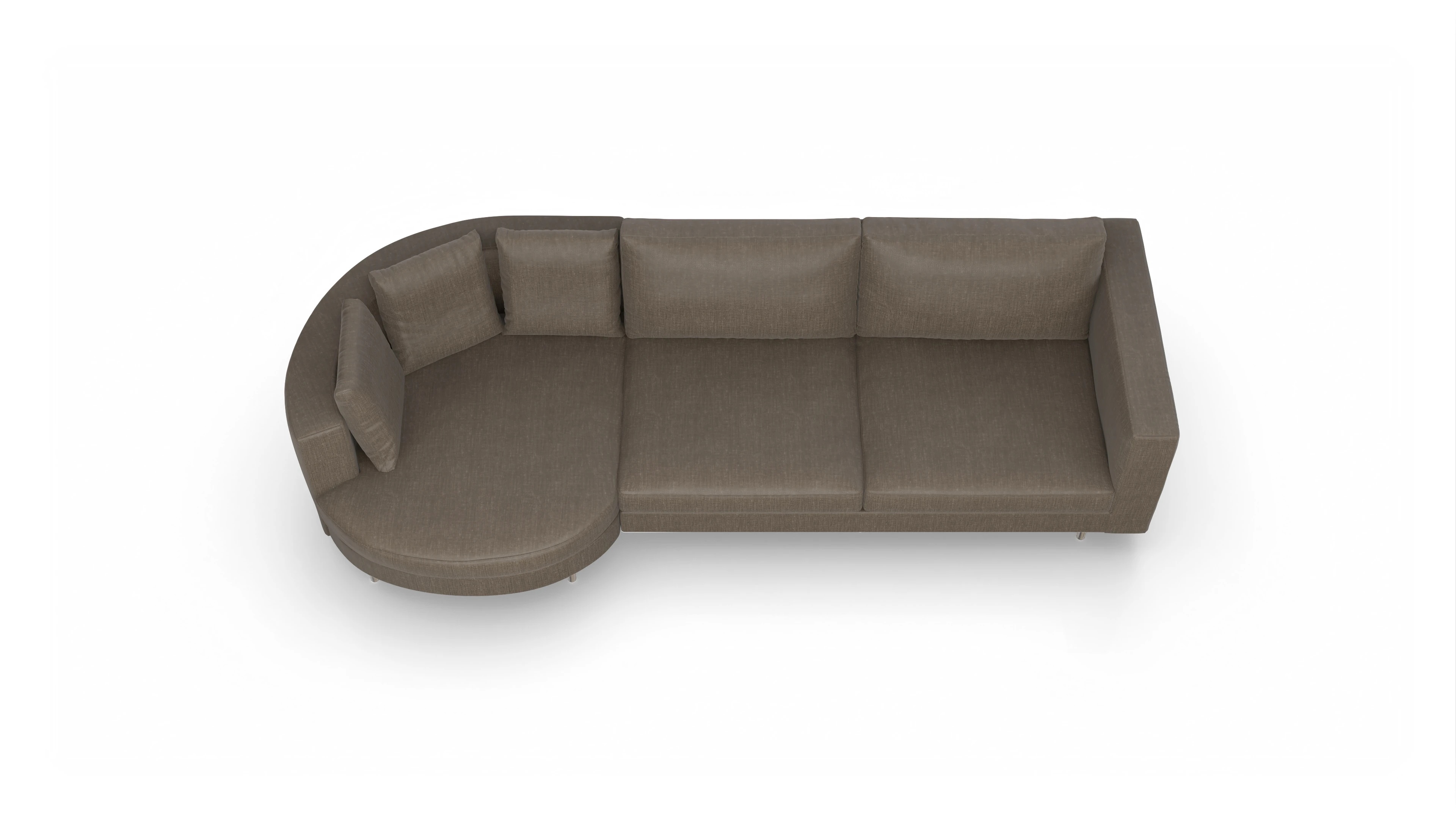 Design-Sofa Silea Ansicht des Produktes Silea Sofa mit Rec rechts in Stoff braun