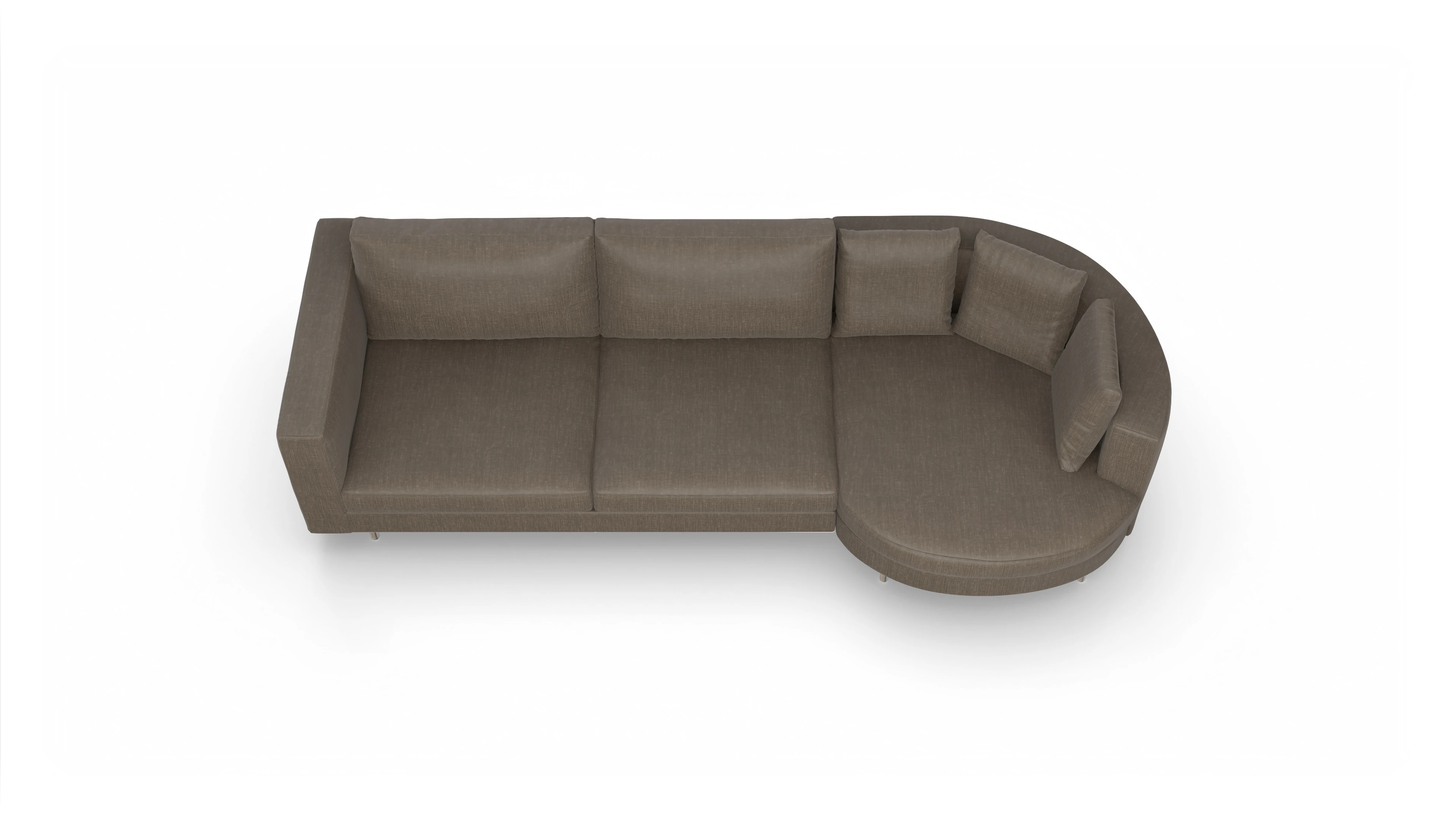 Ansicht des Produktes Silea Sofa mit Rec rechts in Stoff braun