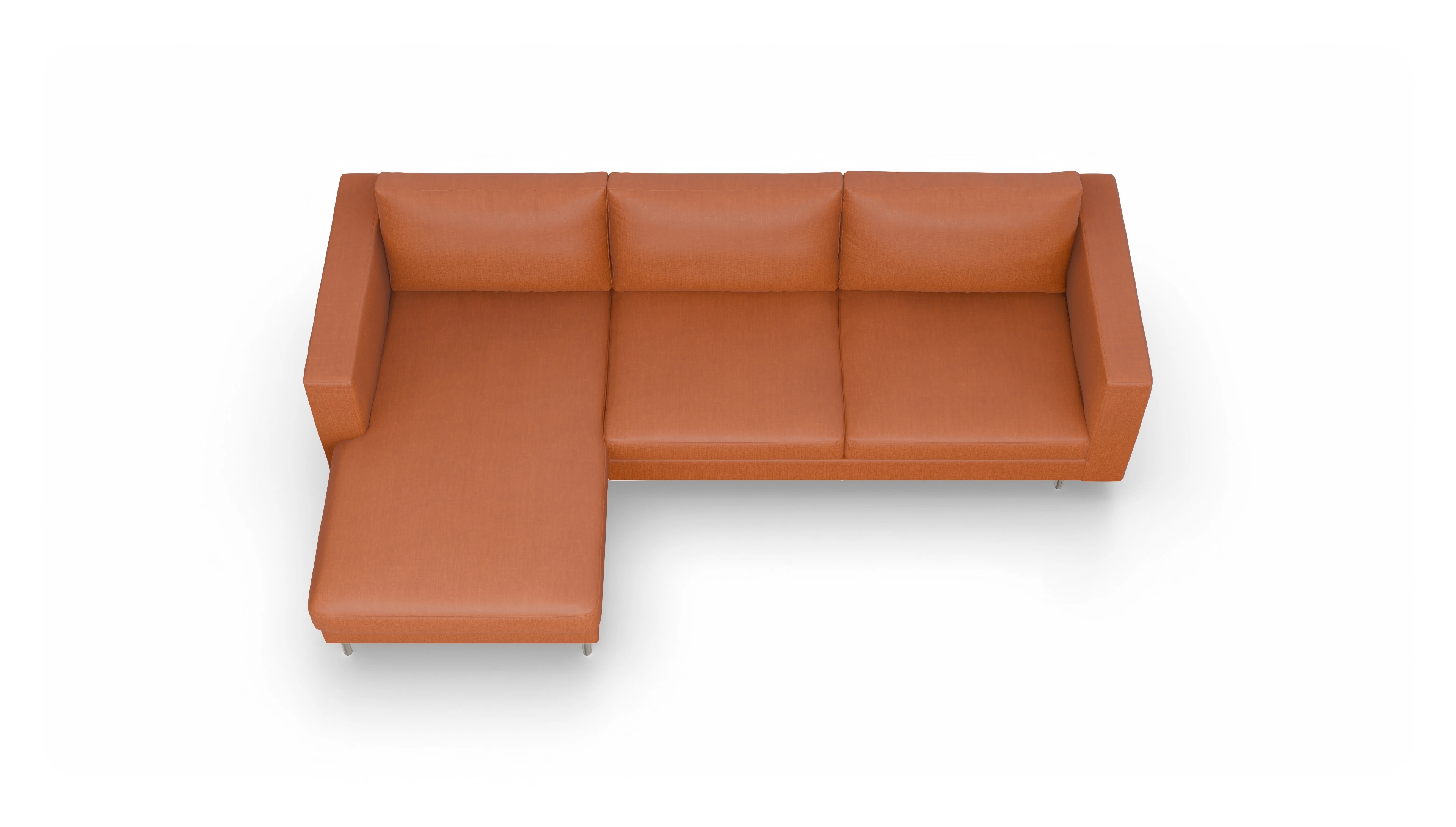 Ansicht des Produktes Silea Sofa mit Rec links in Stoff orange