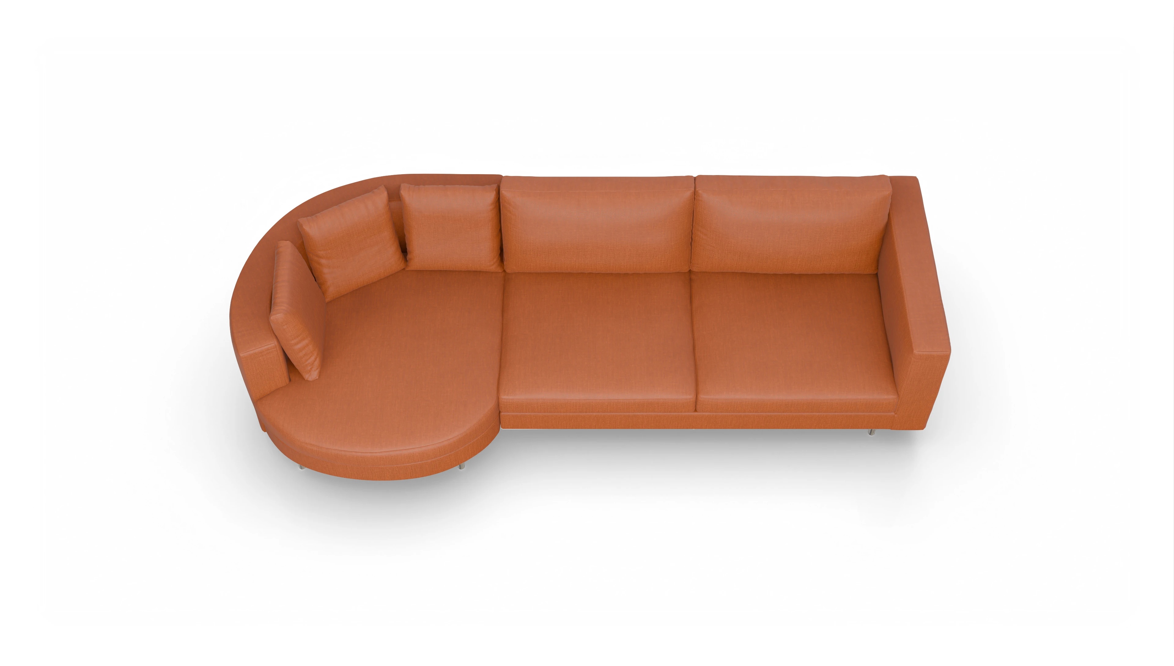 Ansicht des Produktes Silea Sofa mit Rec rechts in Stoff orange