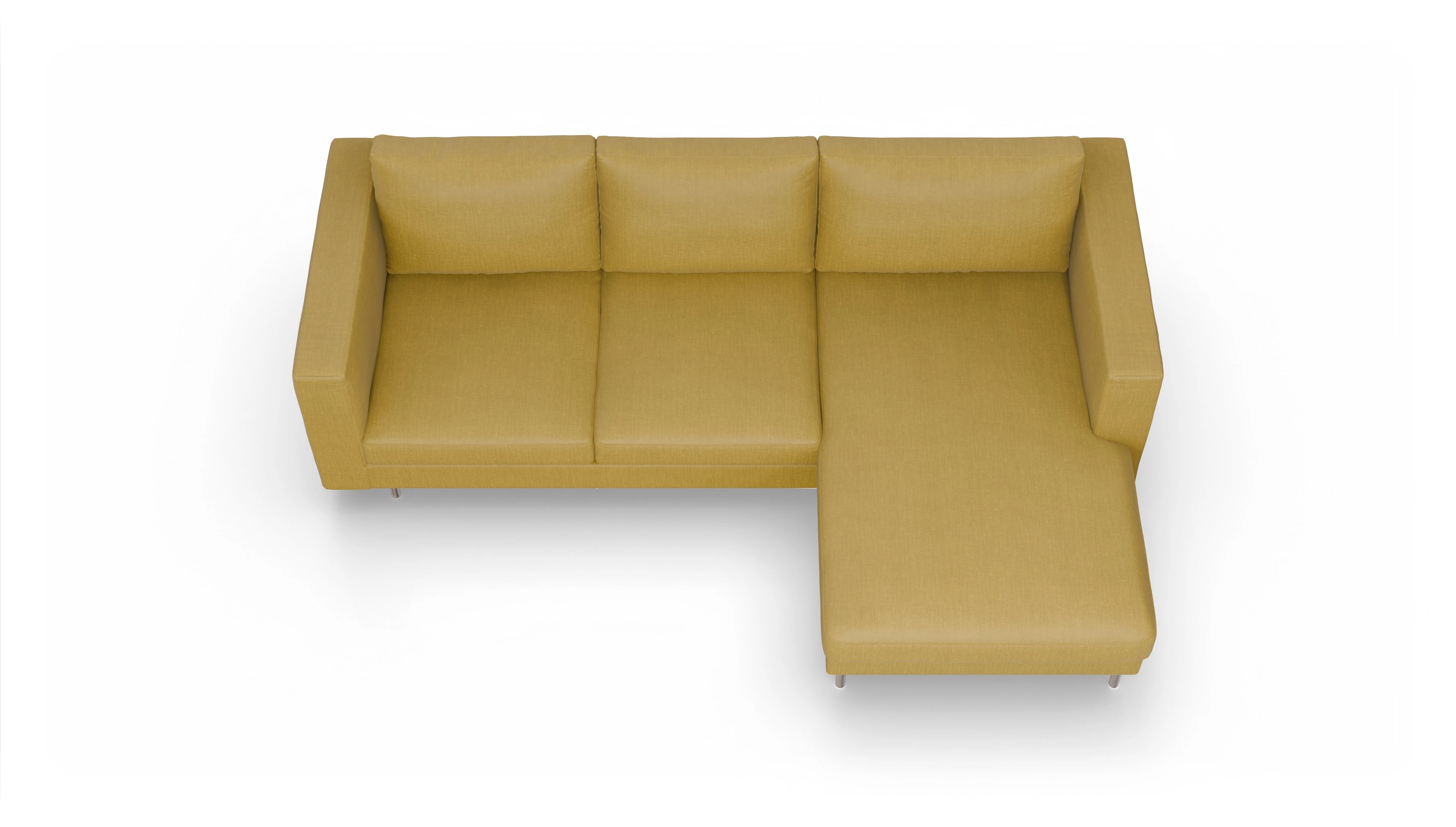 Ansicht des Produktes Silea Sofa mit Rec rechts in Stoff gelb