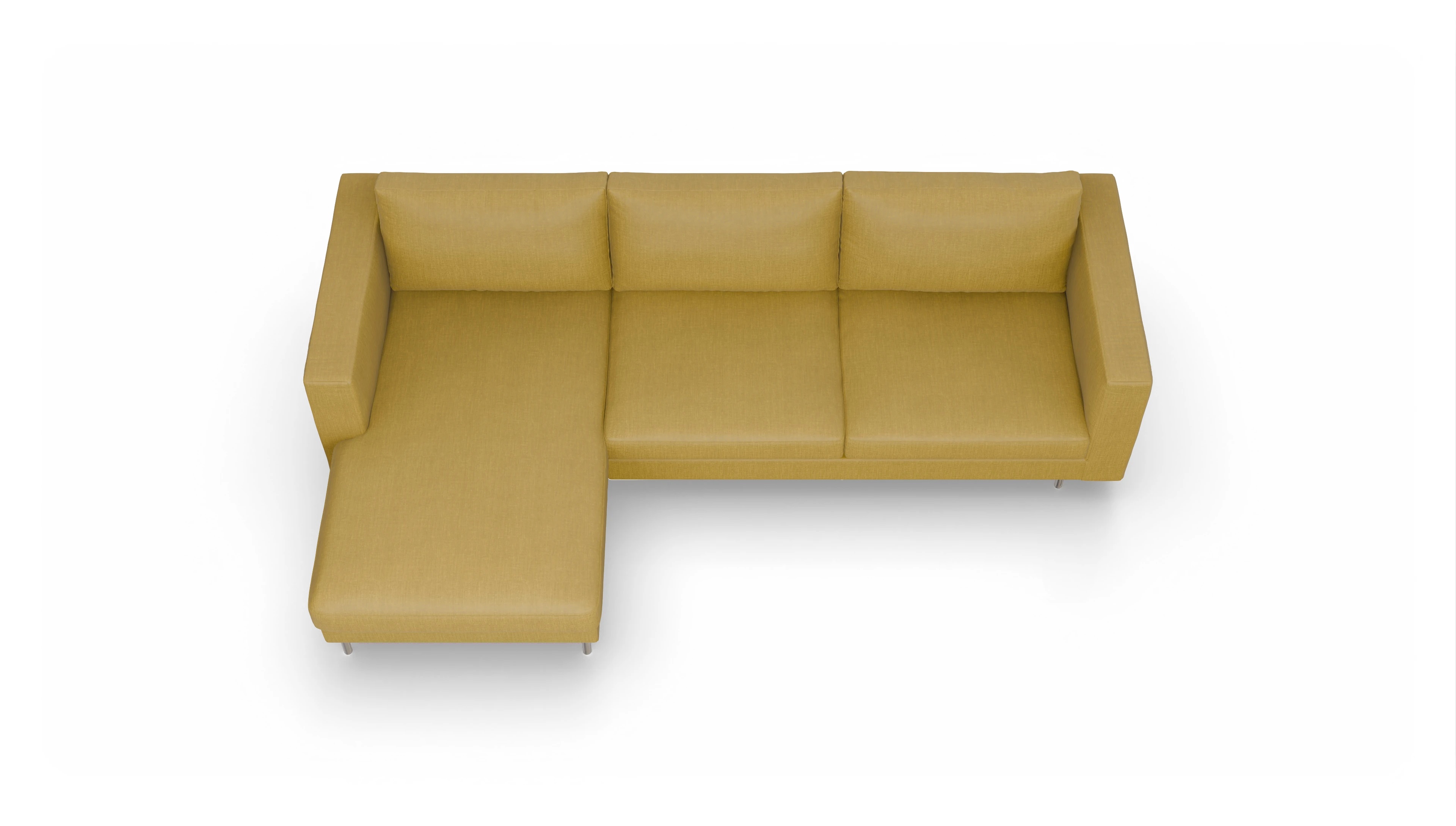 Ansicht des Produktes Silea Sofa mit Rec links in Stoff gelb