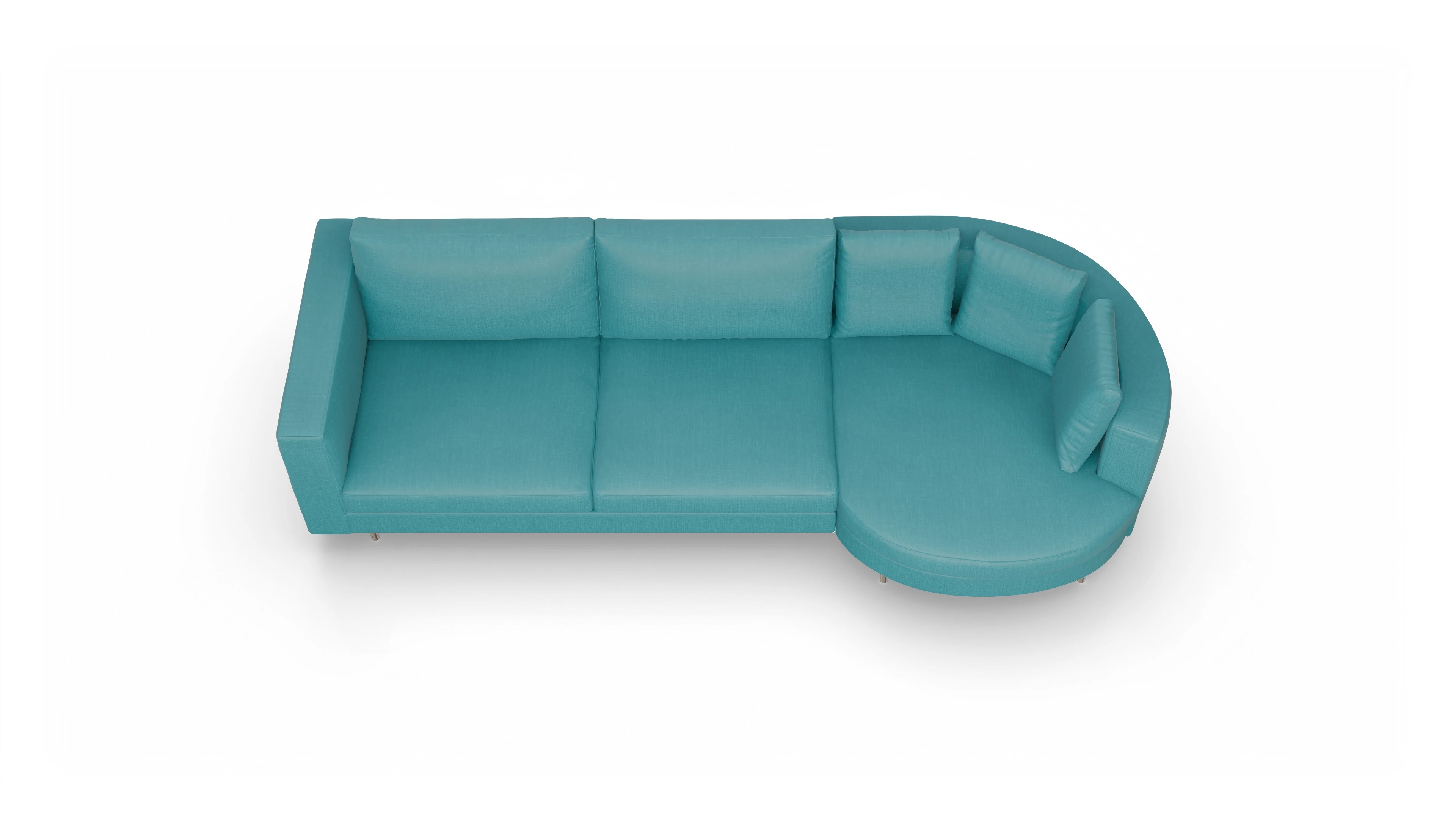 Ansicht des Produktes Silea Sofa mit Rec rechts in Stoff blau