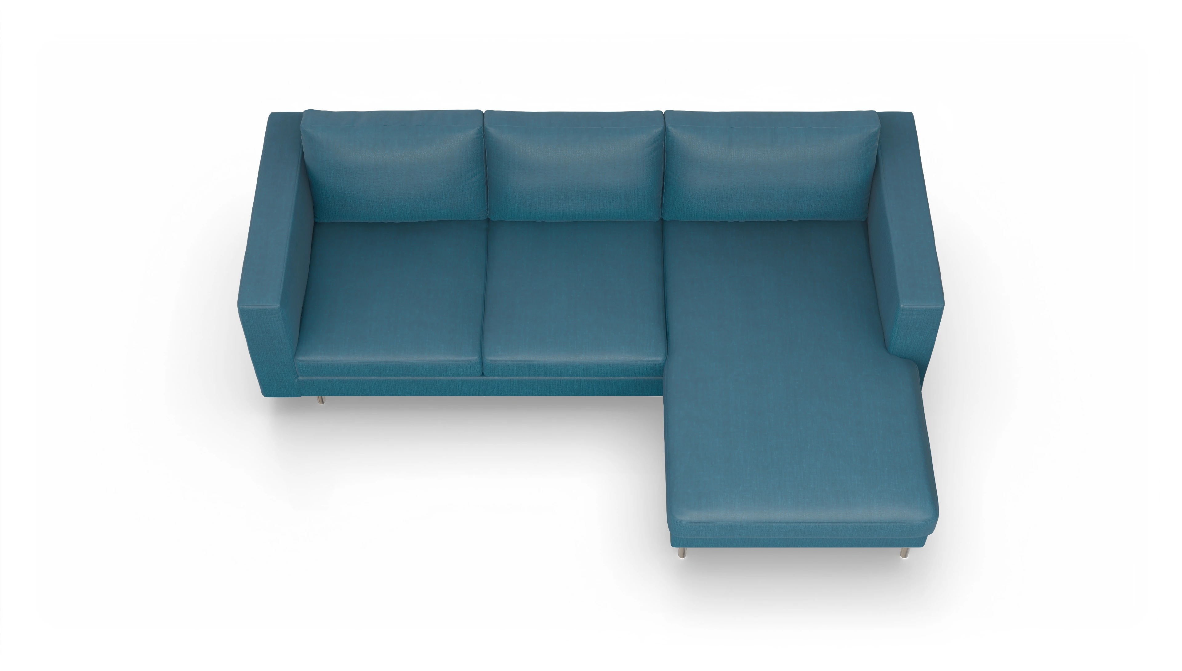 Ansicht des Produktes Silea Sofa mit Rec rechts in Stoff blau