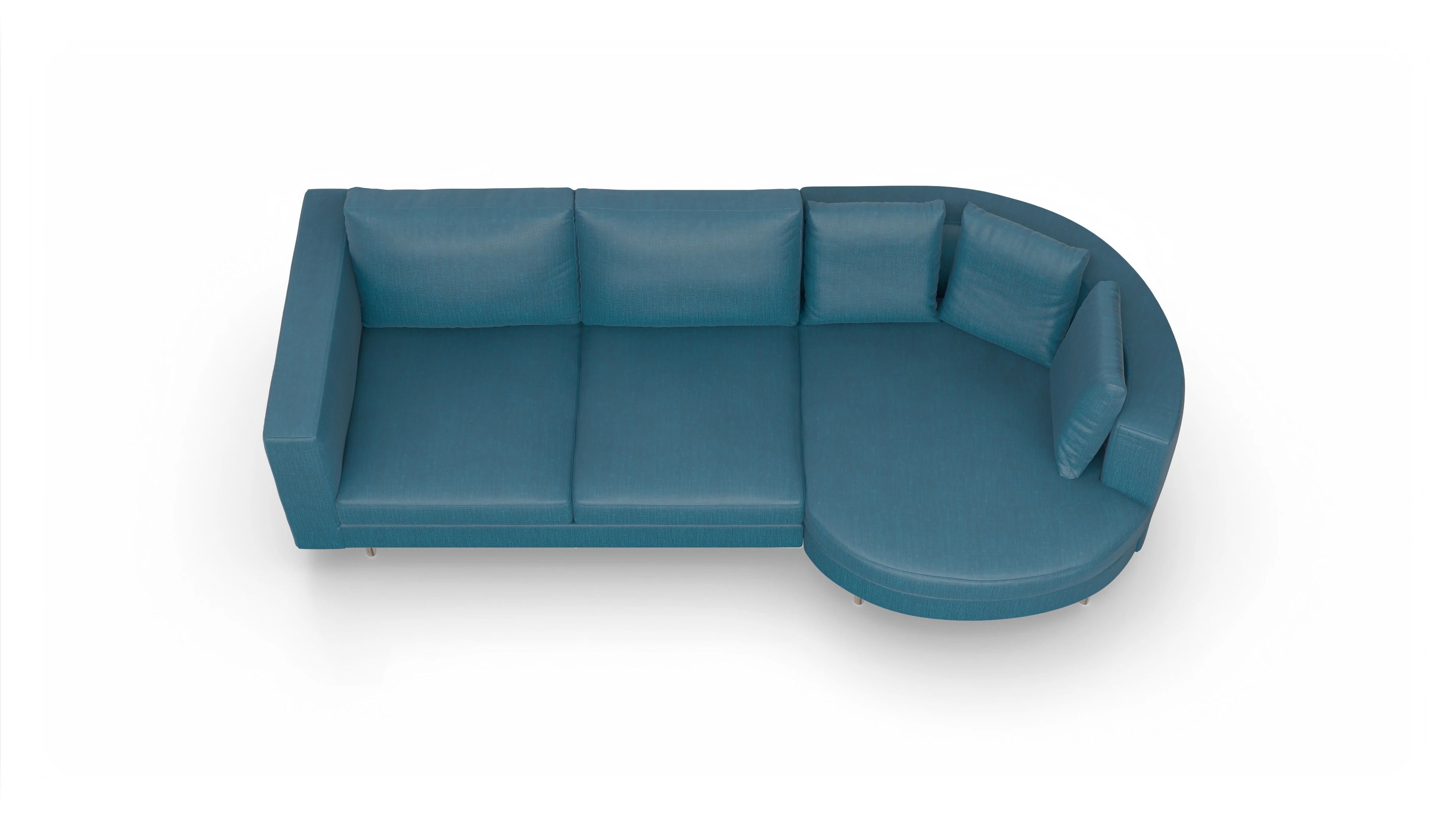 Ansicht des Produktes Silea Sofa mit Rec rechts in Stoff blau