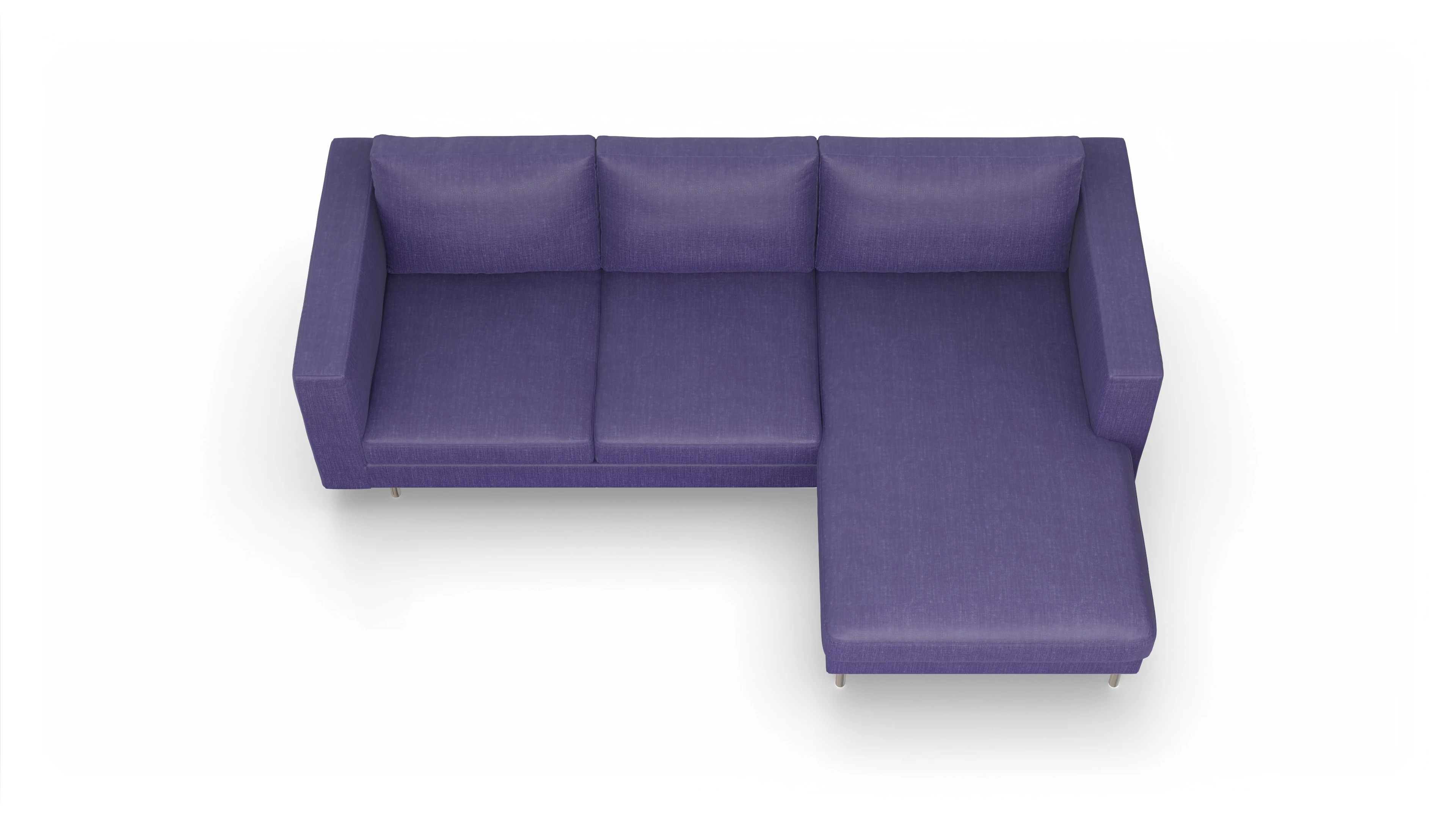 Design-Sofa Silea Ansicht des Produktes Silea Sofa mit Rec rechts in Stoff blau