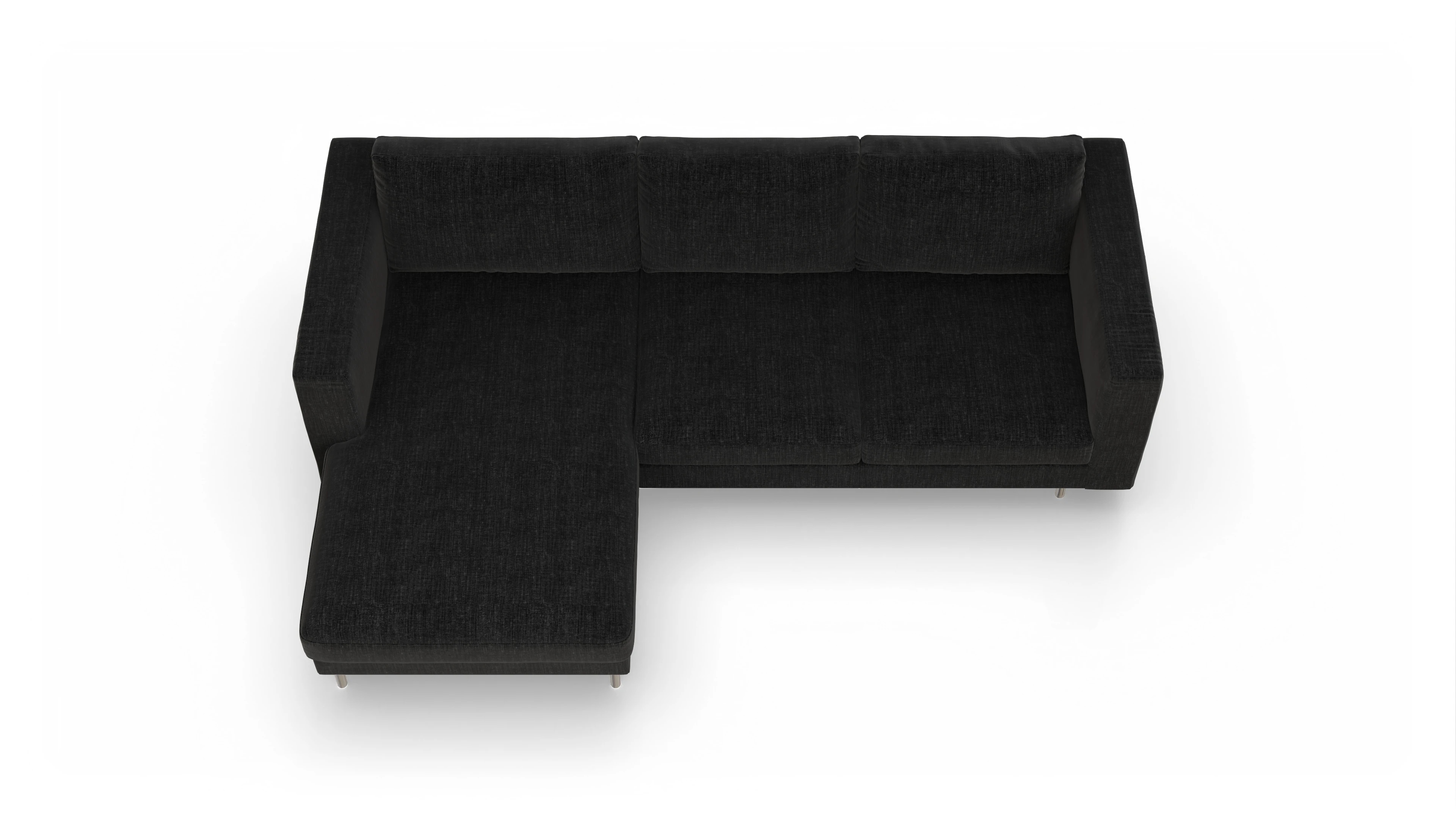 Ansicht des Produktes Silea Sofa mit Rec links in Stoff schwarz