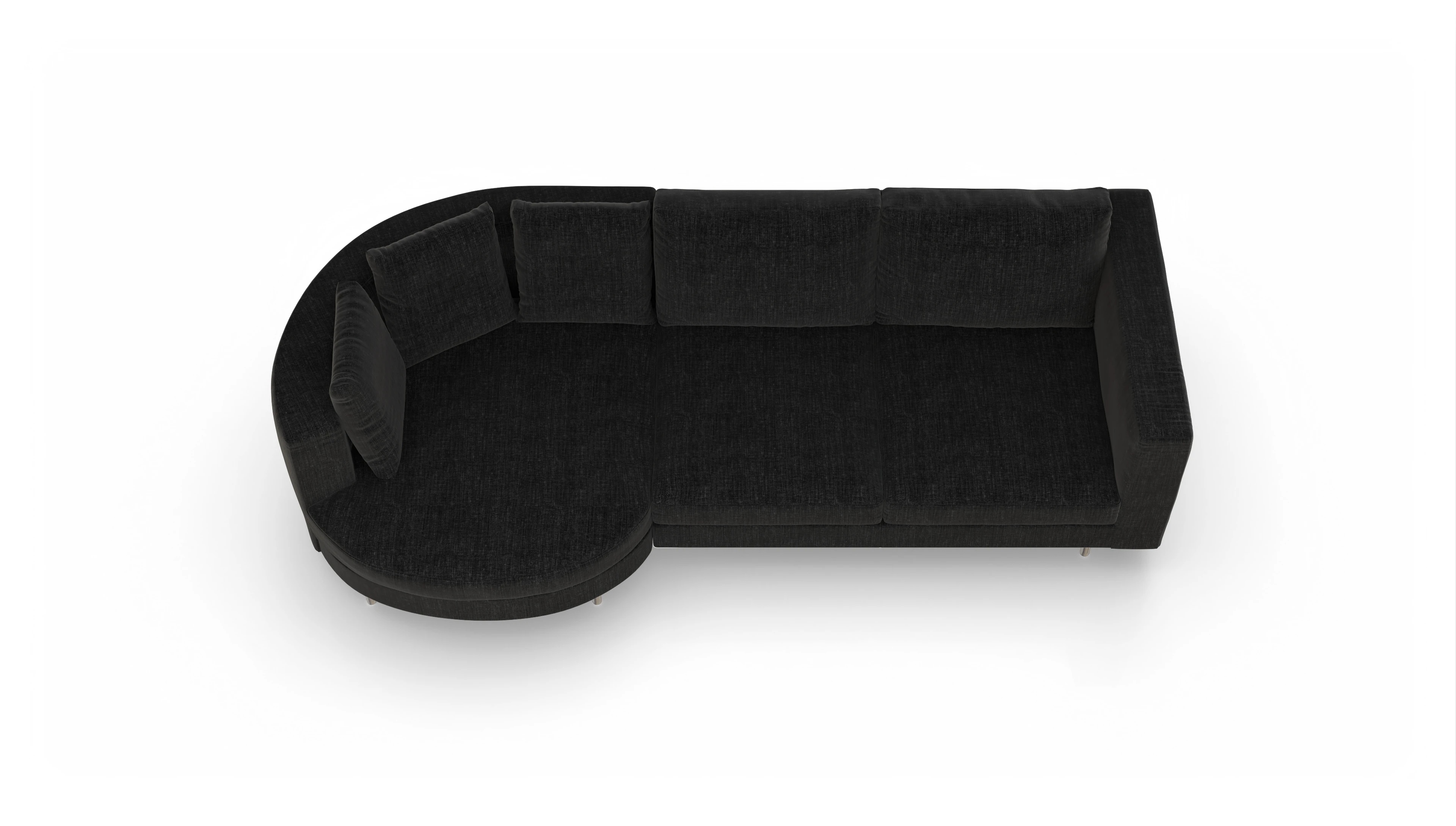 Ansicht des Produktes Silea Sofa mit Rec links in Stoff schwarz