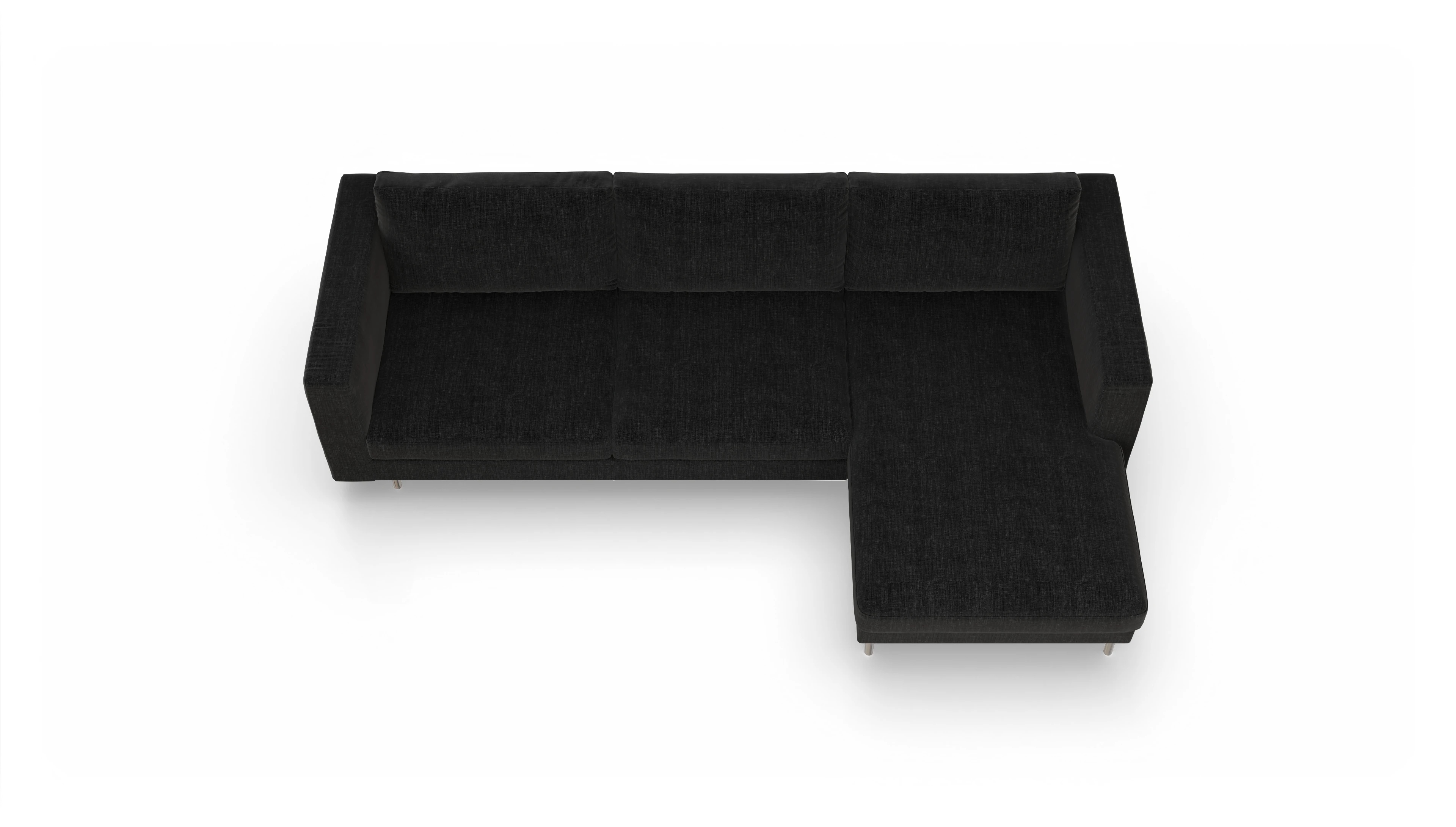 Ansicht des Produktes Silea Sofa mit Rec rechts in Stoff schwarz