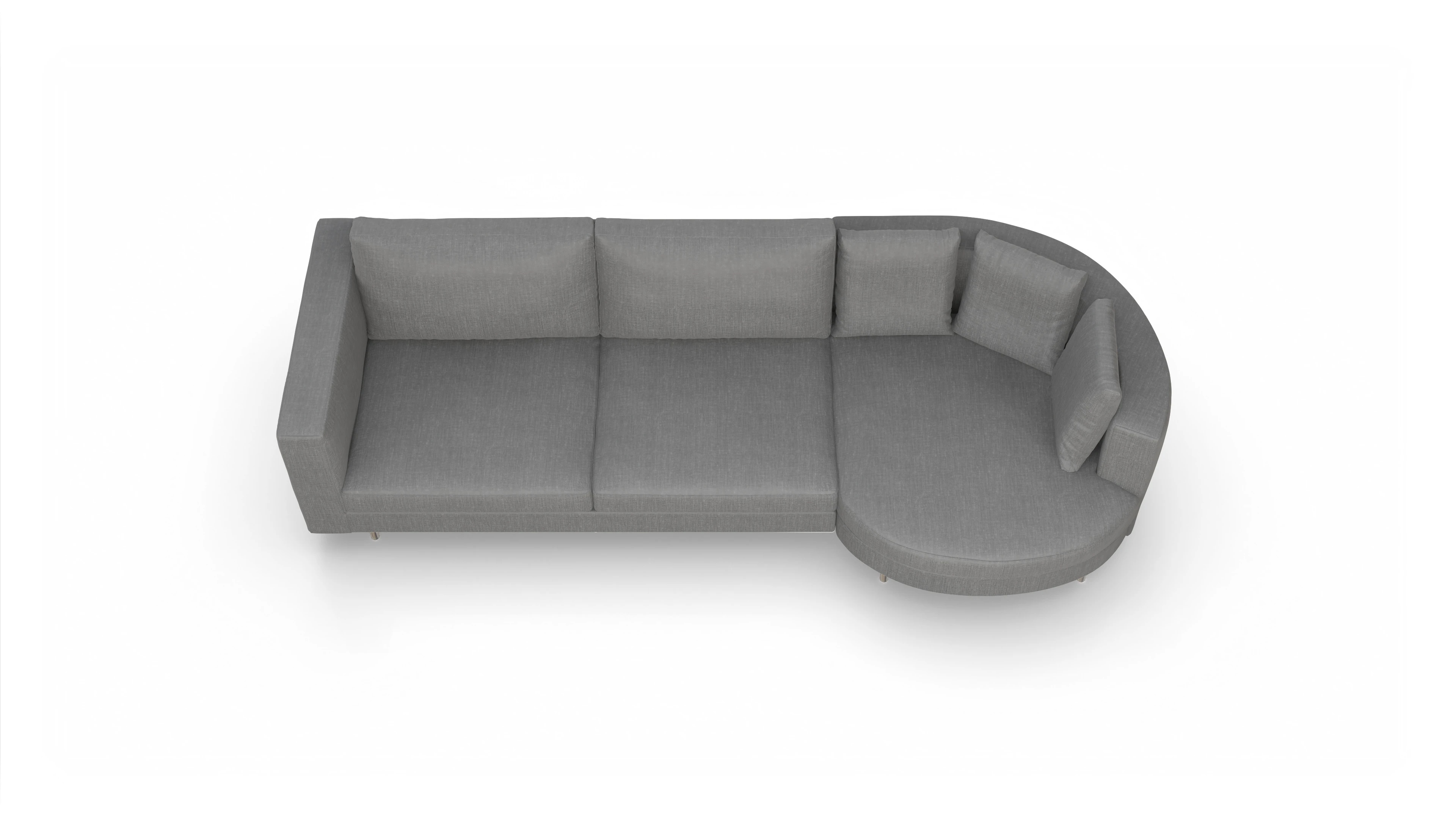 Design-Sofa Silea Ansicht des Produktes Silea Sofa mit Rec rechts in Stoff grau