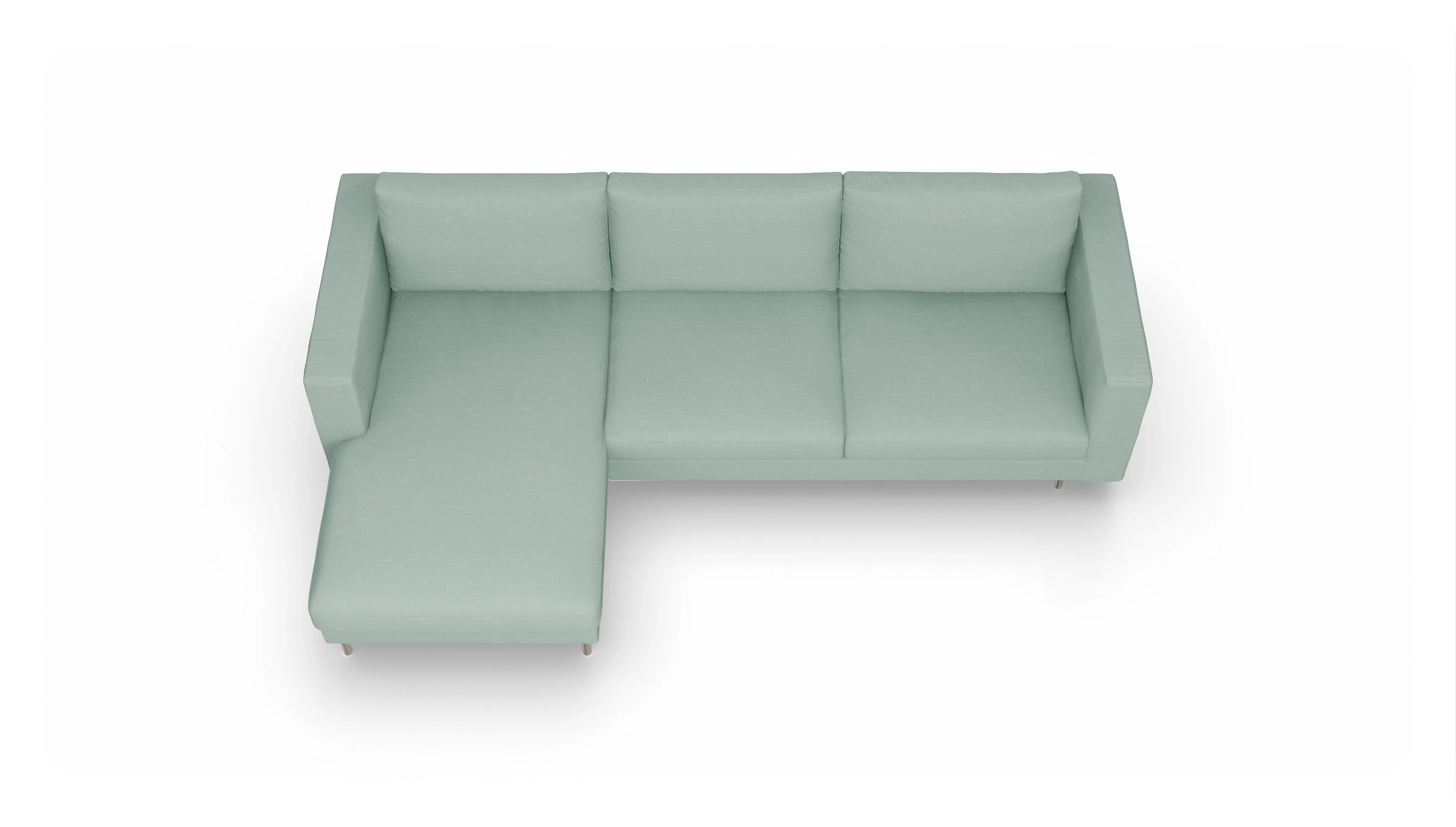 Ansicht des Produktes Silea Sofa mit Rec links in Stoff grün