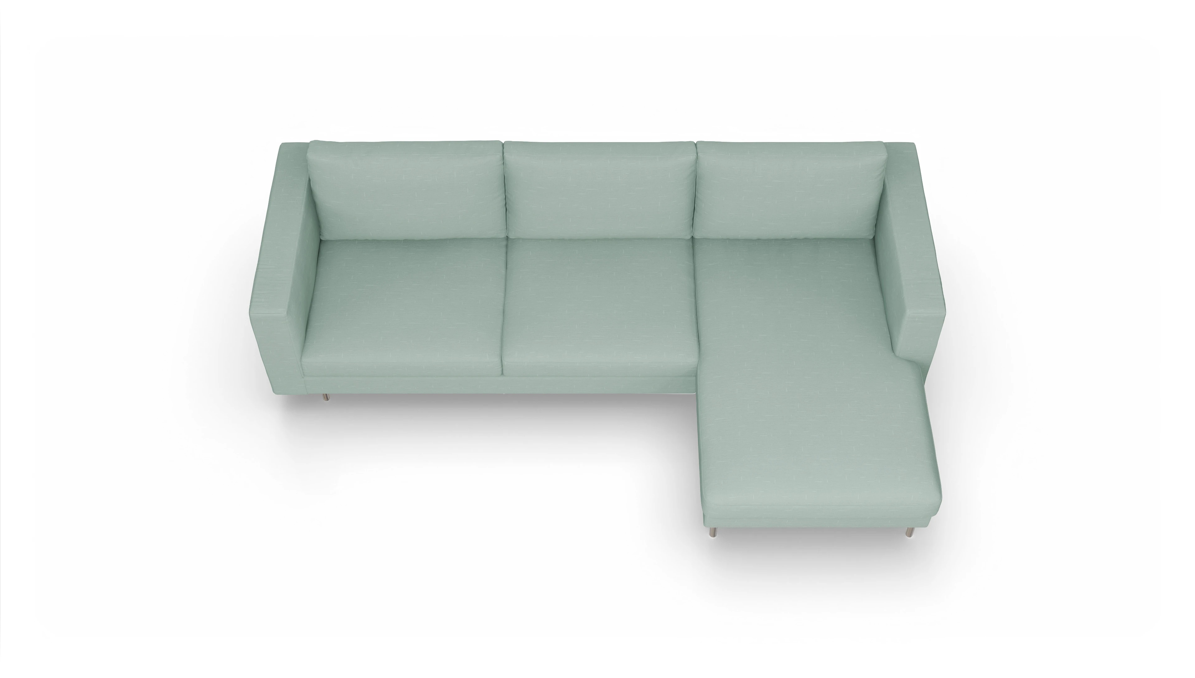 Design-Sofa Silea Ansicht des Produktes Silea Sofa mit Rec rechts in Stoff grün