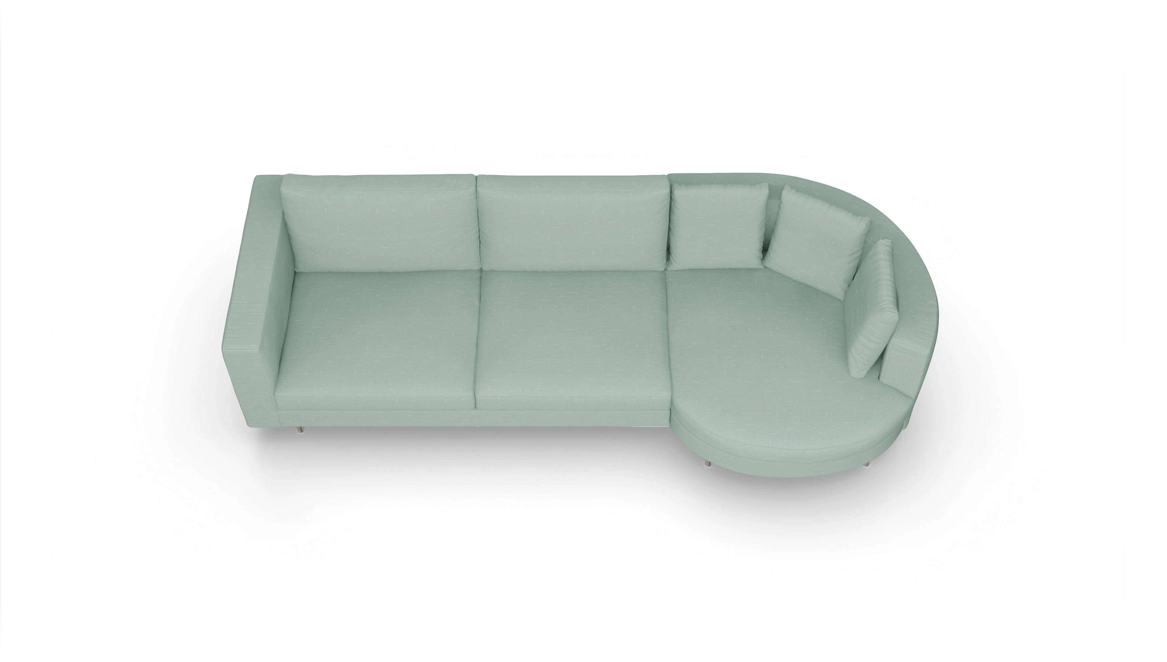 Ansicht des Produktes Silea Sofa mit Rec rechts in Stoff grün