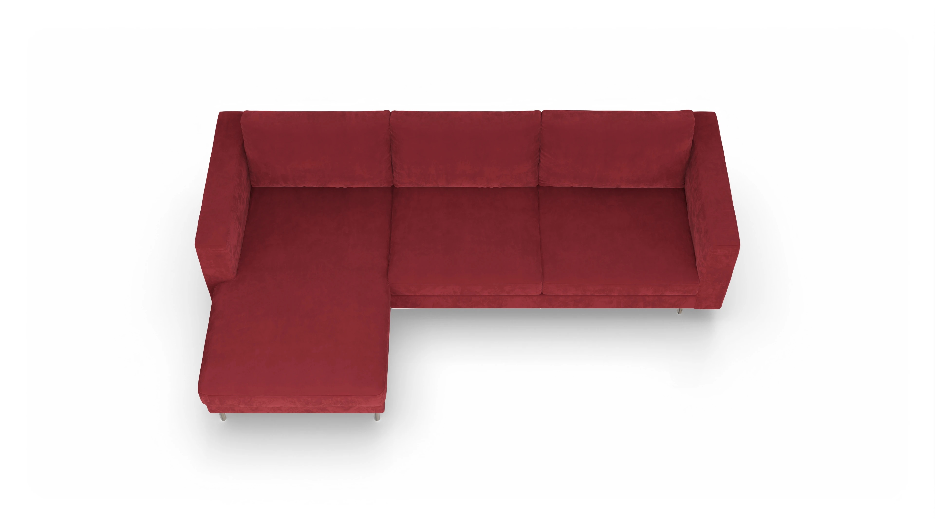 Ansicht des Produktes Silea Sofa mit Rec links in Samt rot