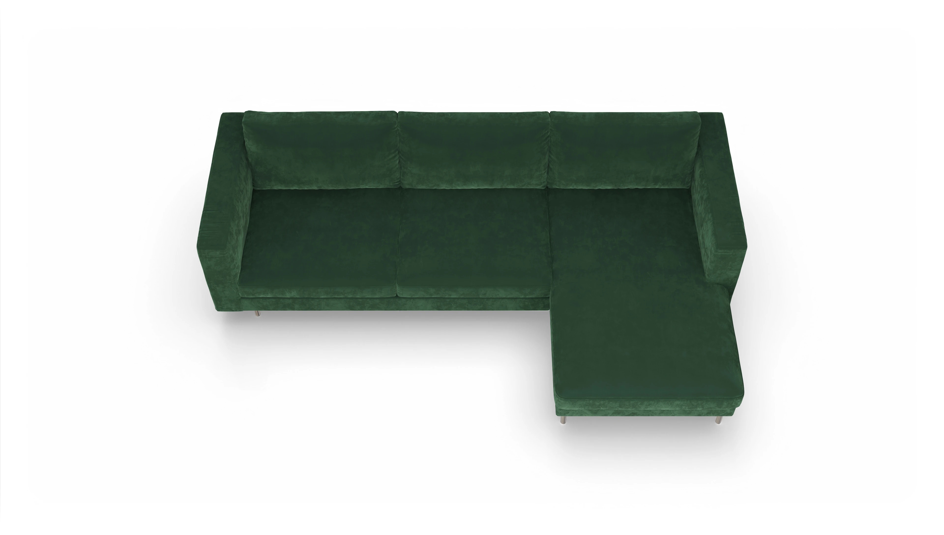 Design-Sofa Silea Ansicht des Produktes Silea Sofa mit Rec rechts in Samt grün