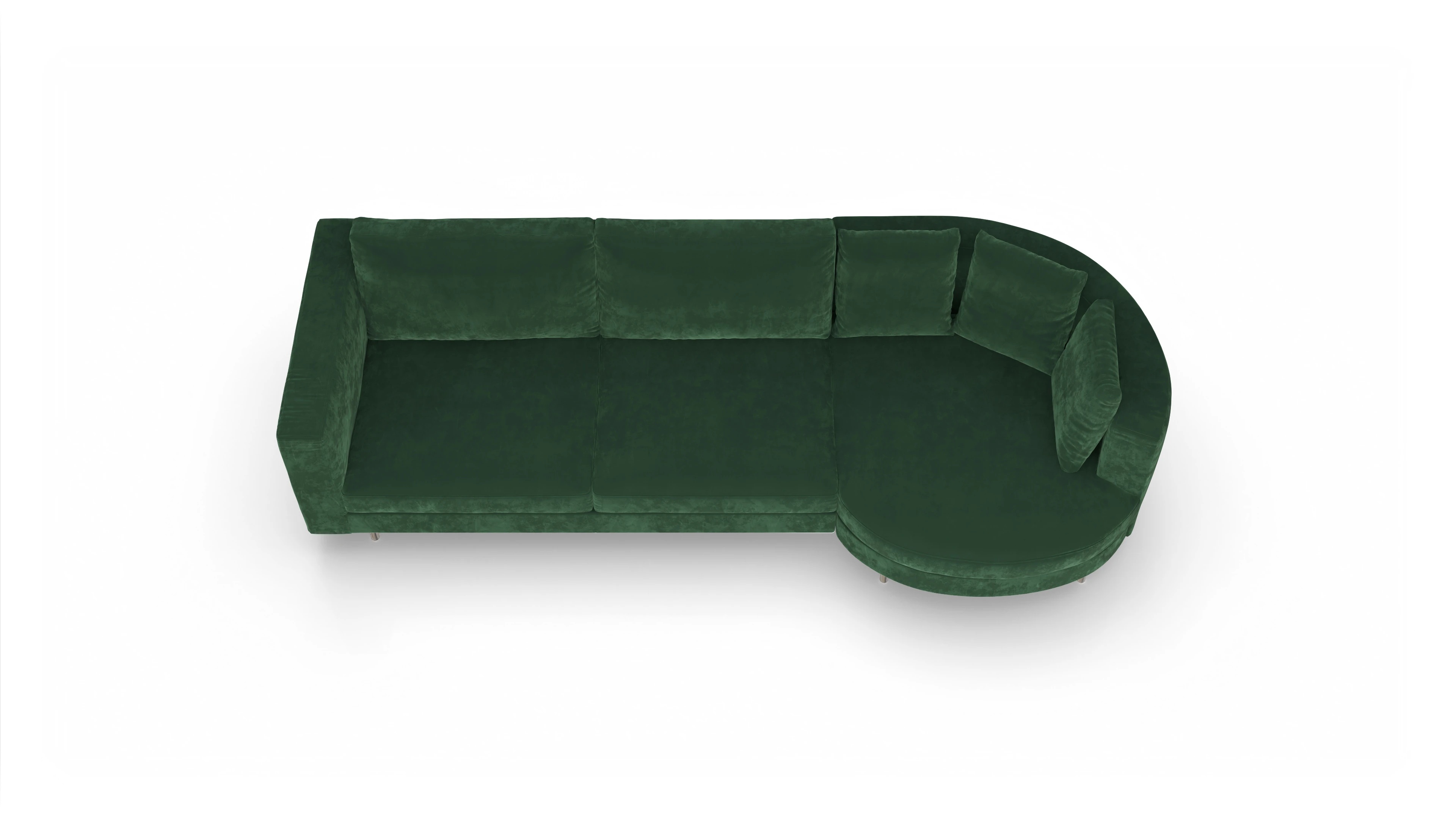 Ansicht des Produktes Silea Sofa mit Rec rechts in Samt grün