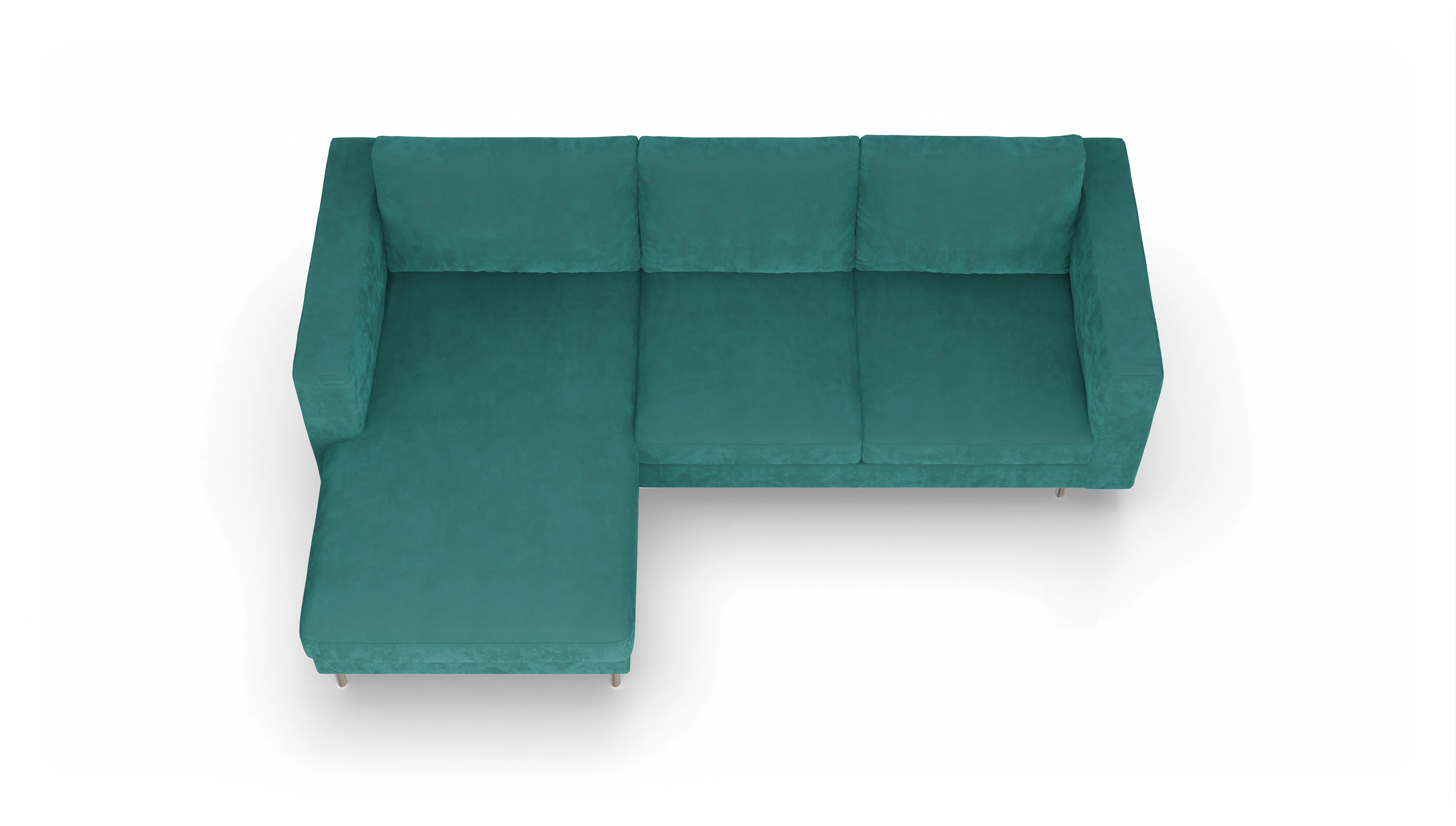 Design-Sofa Silea Ansicht des Produktes Silea Sofa mit Rec links in Samt blau