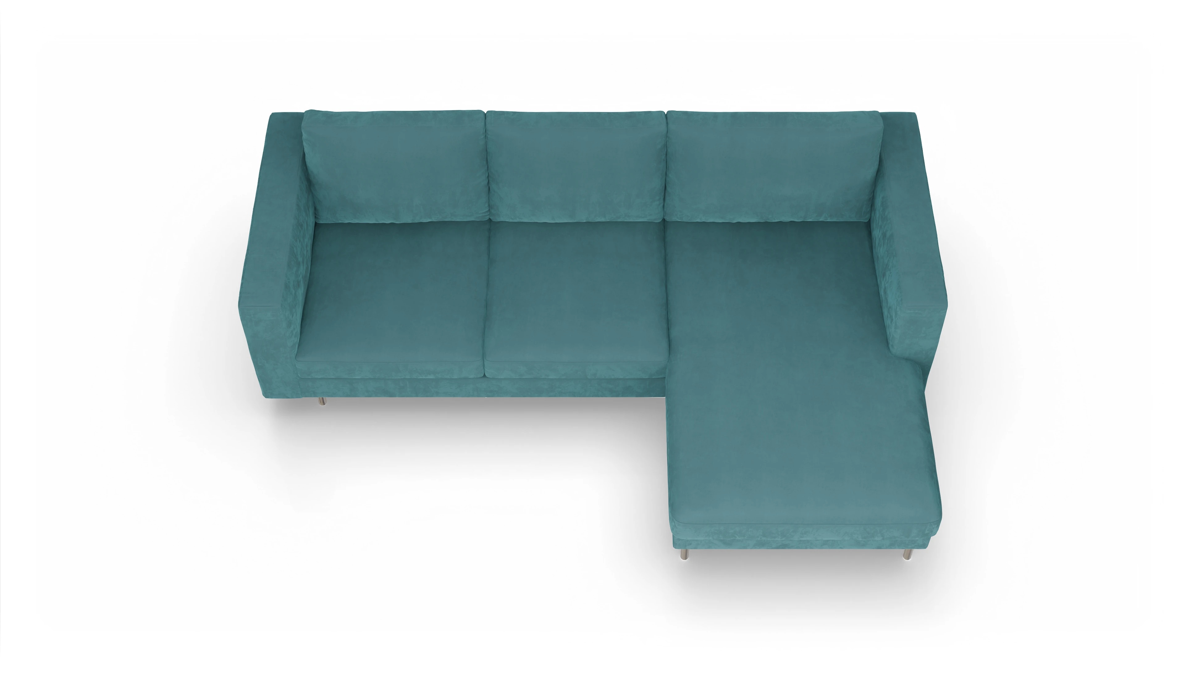 Design-Sofa Silea Ansicht des Produktes Silea Sofa mit Rec rechts in Samt blau