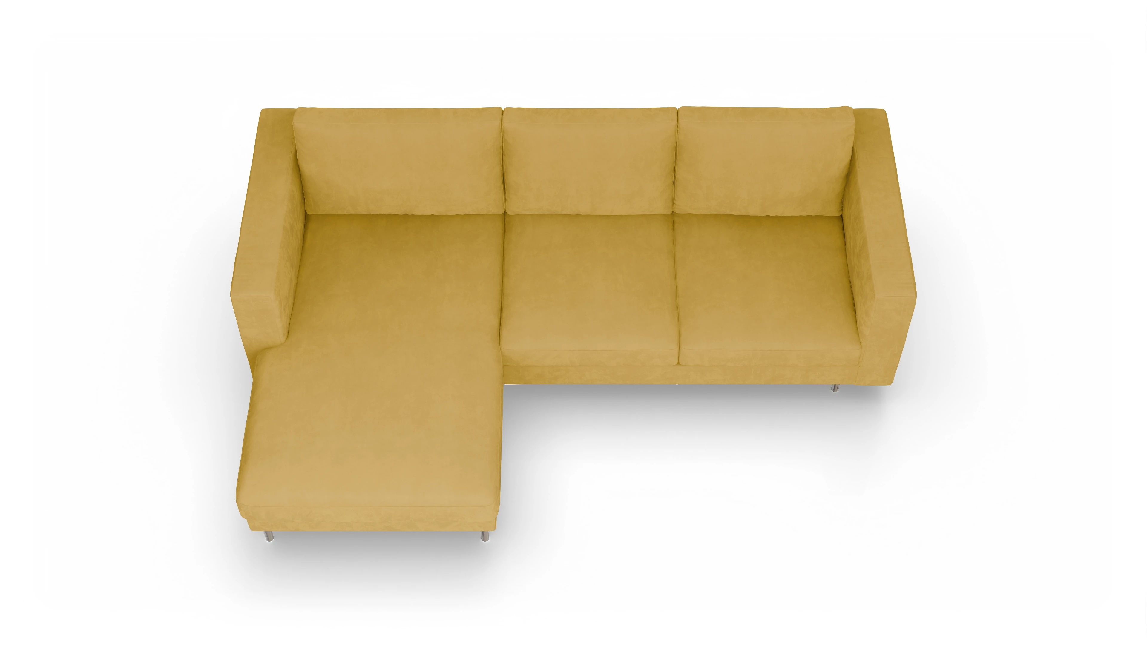Ansicht des Produktes Silea Sofa mit Rec links in Samt gelb