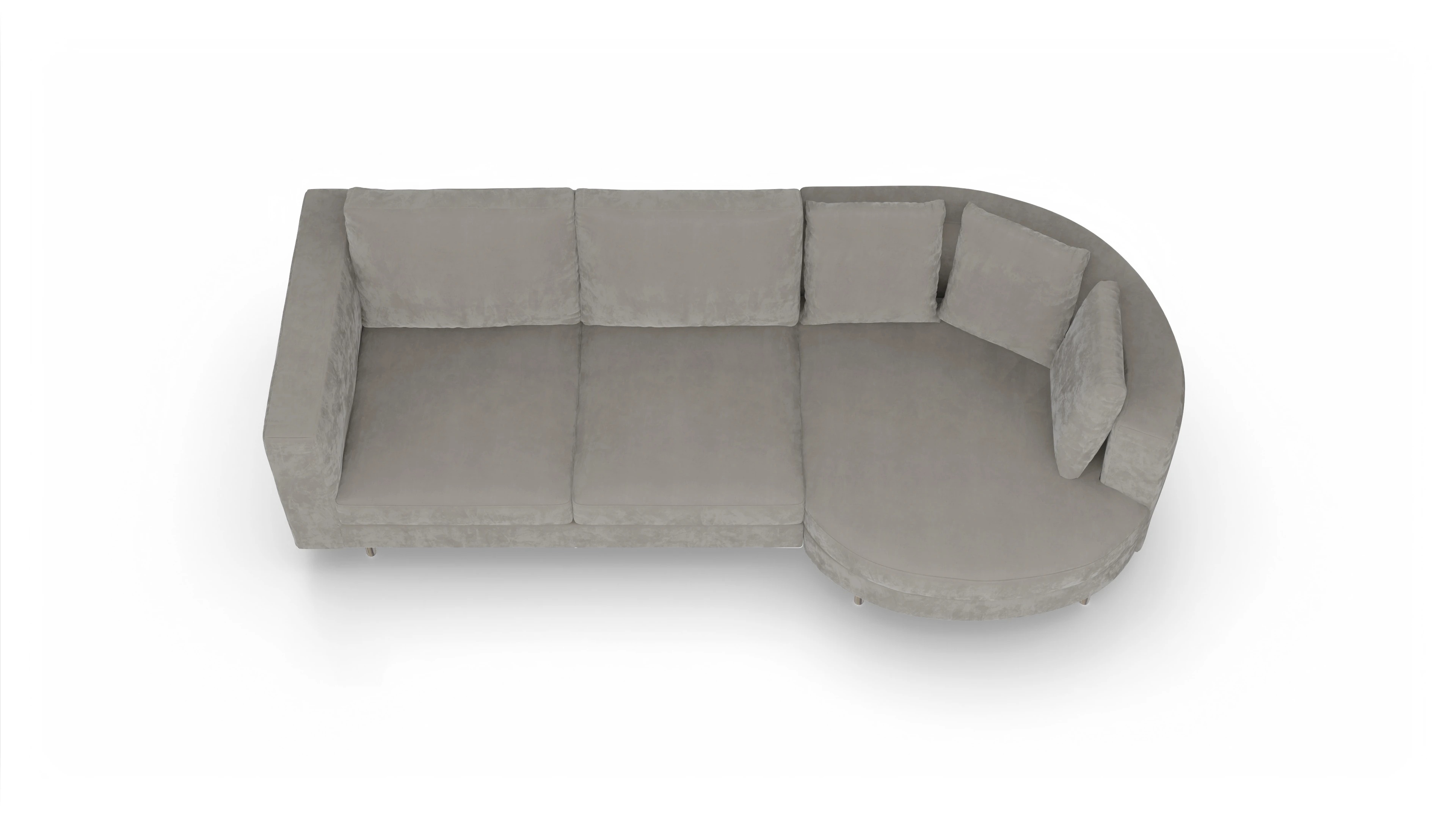 Design-Sofa Silea Ansicht des Produktes Silea Sofa mit Rec rechts in Samt grau