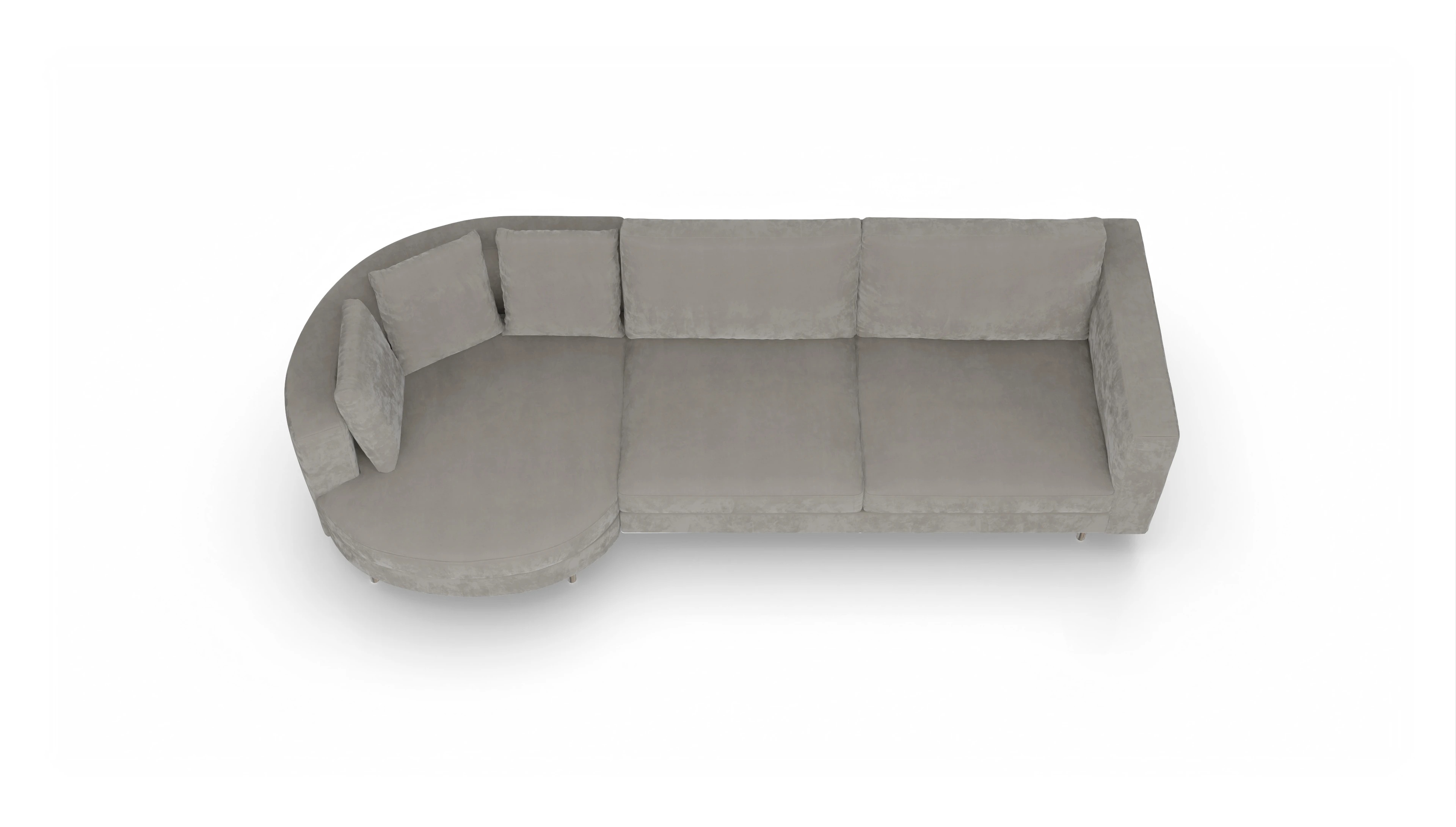 Design-Sofa Silea Ansicht des Produktes Silea Sofa mit Rec rechts in Samt grau