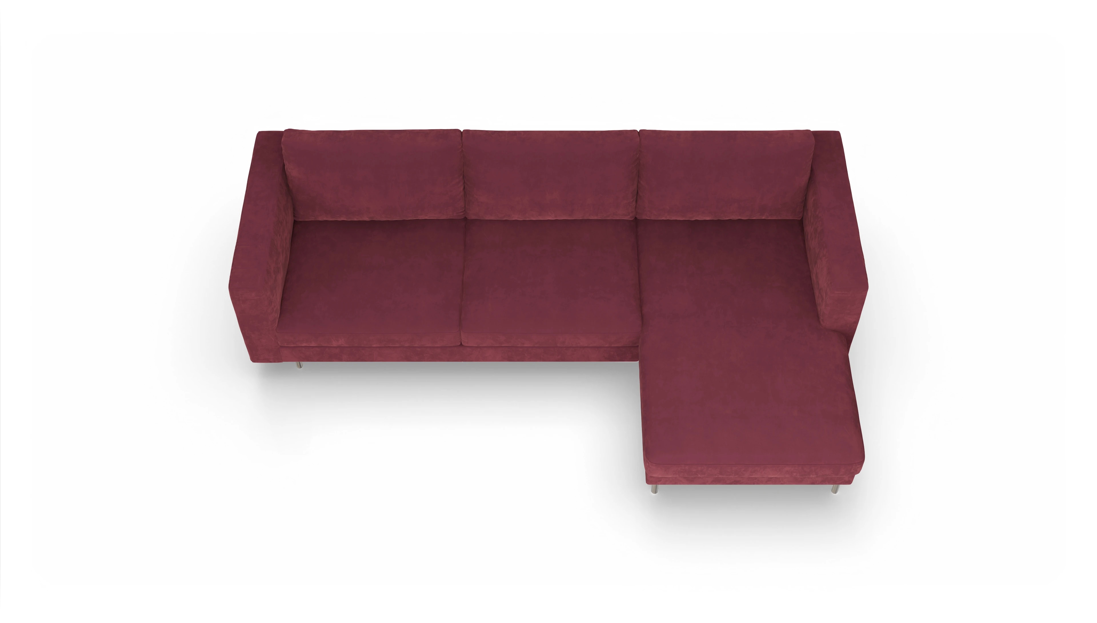 Design-Sofa Silea Ansicht des Produktes Silea Sofa mit Rec rechts in Samt rot