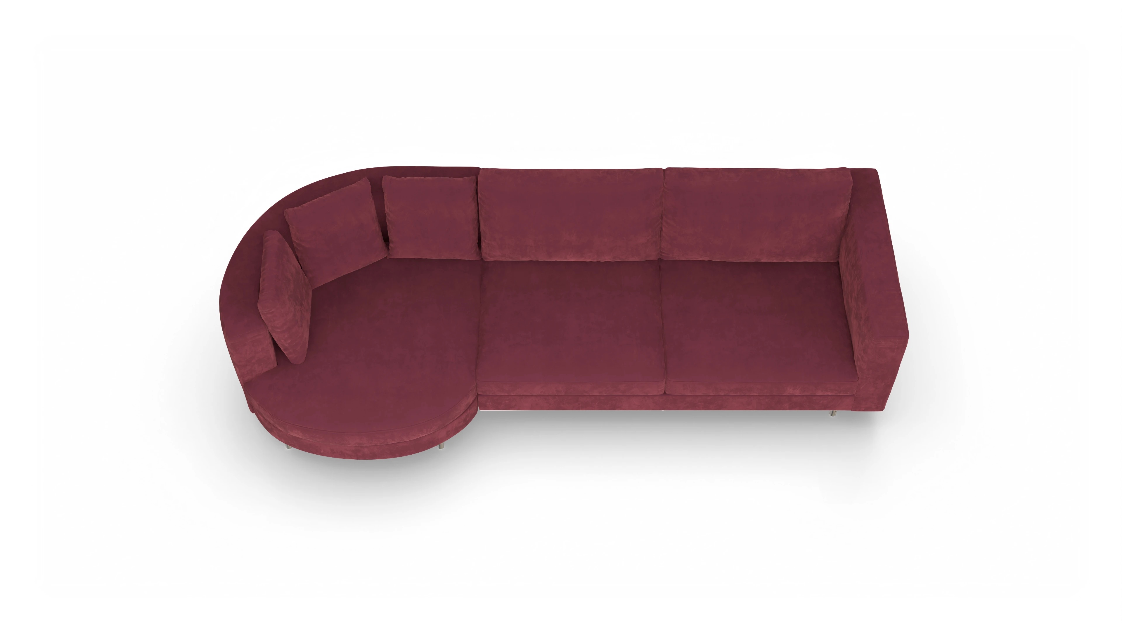 Ansicht des Produktes Silea Sofa mit Rec rechts in Samt rot