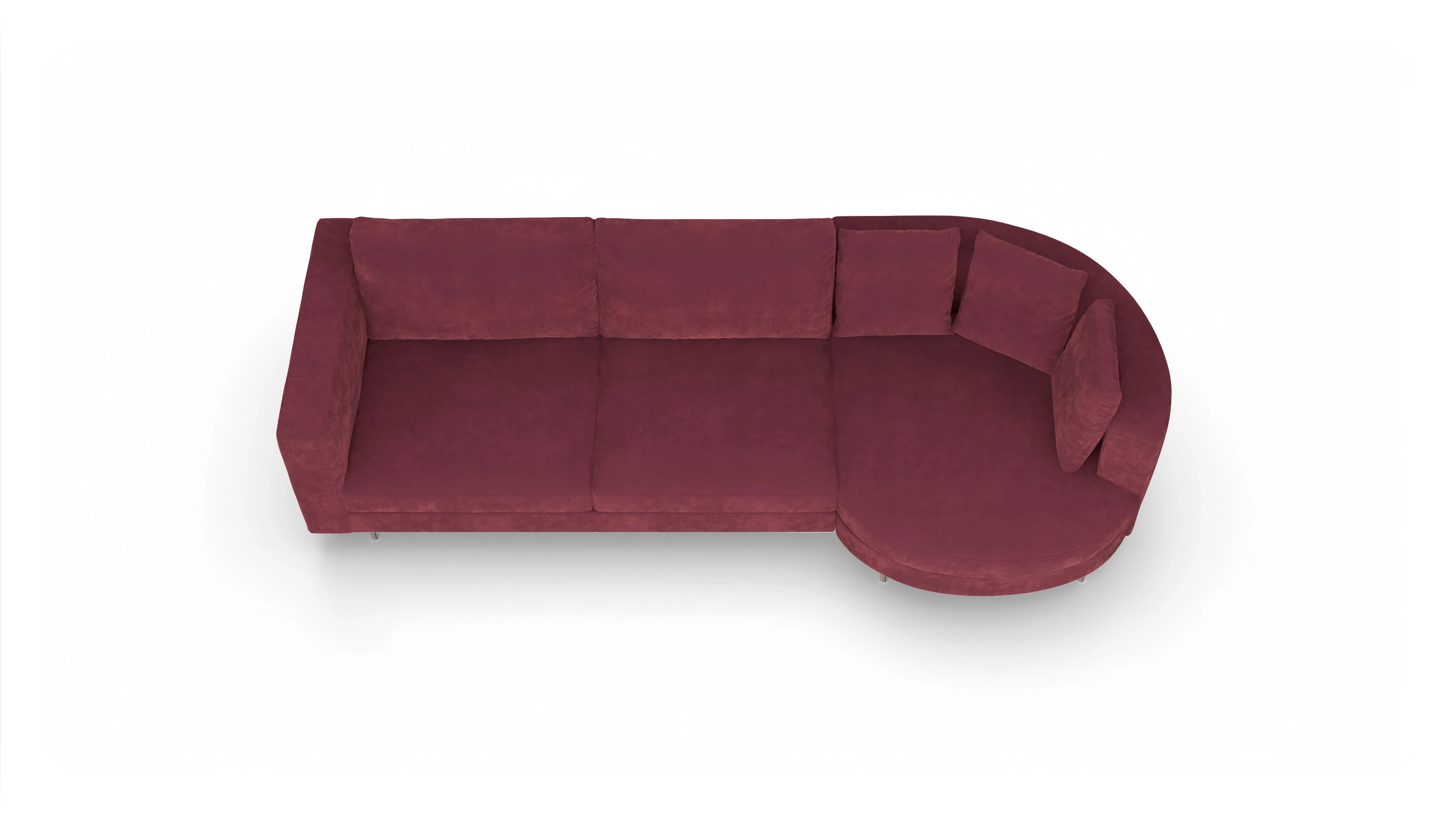 Ansicht des Produktes Silea Sofa mit Rec rechts in Samt rot