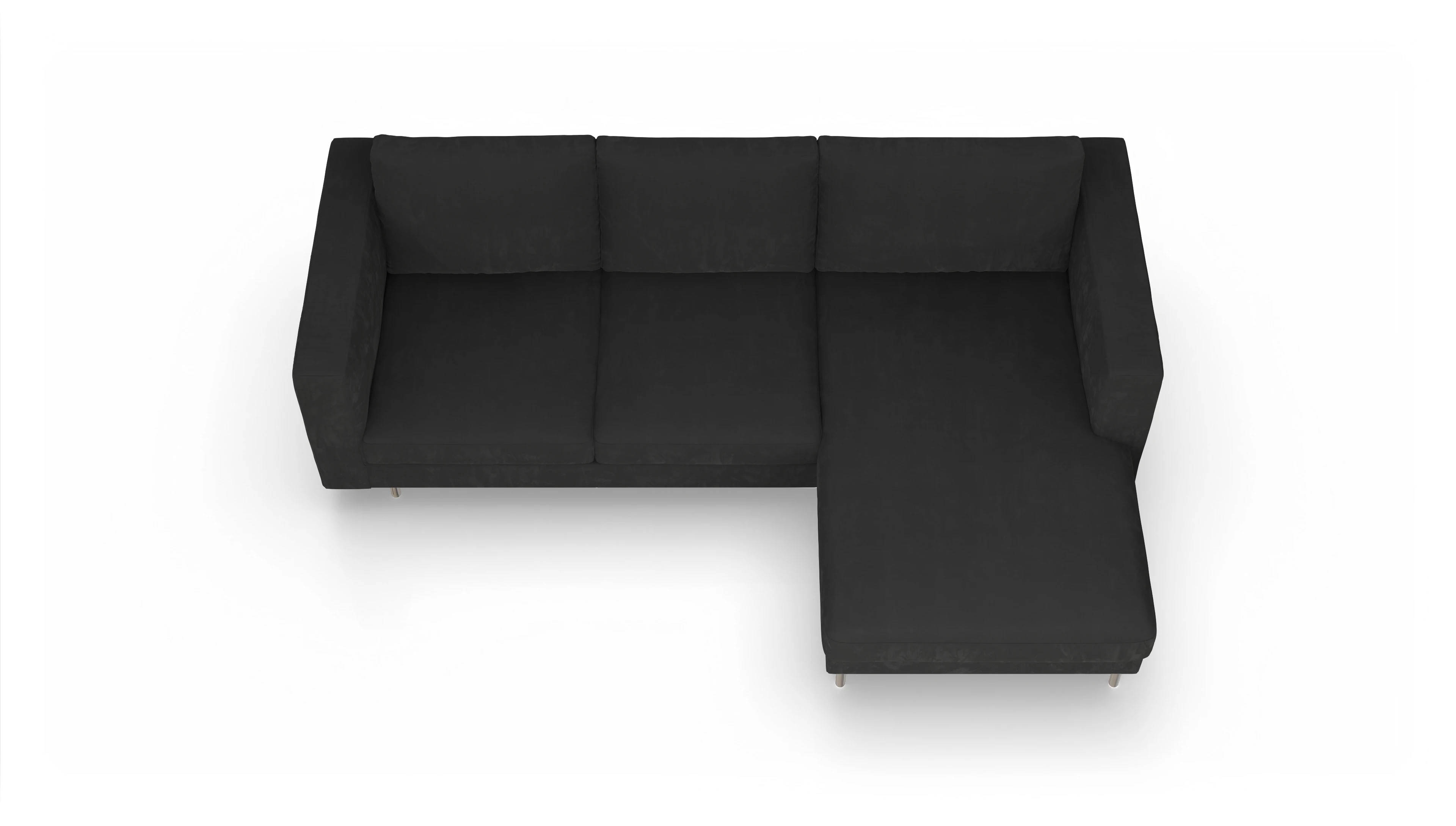 Design-Sofa Silea Ansicht des Produktes Silea Sofa mit Rec rechts in Samt schwarz