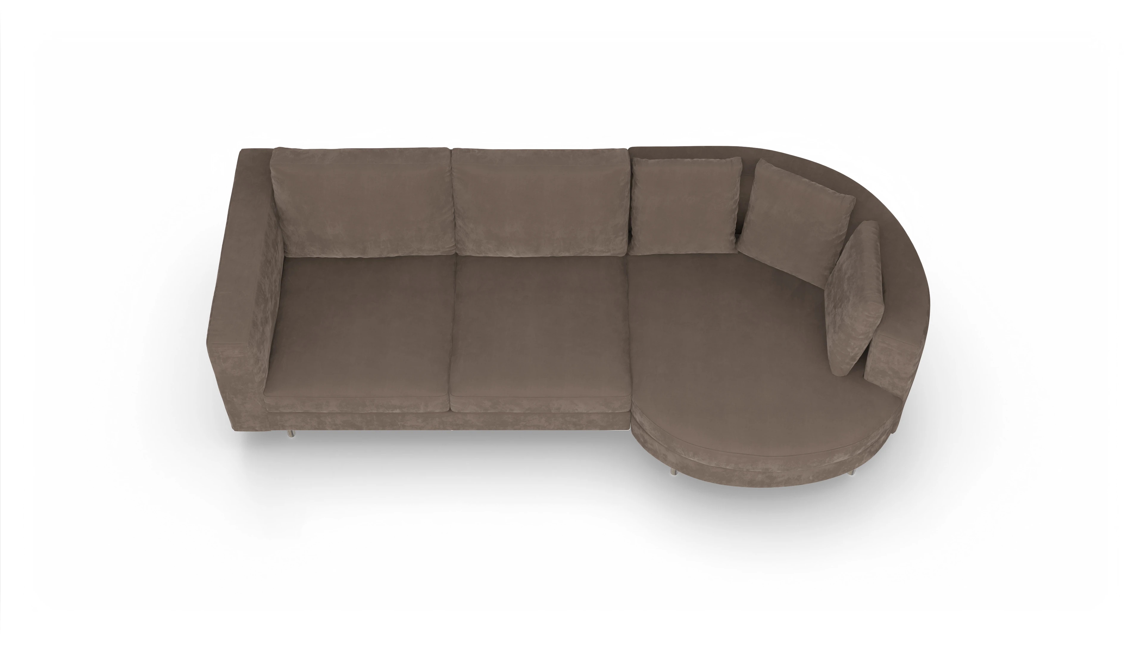 Ansicht des Produktes Silea Sofa mit Rec rechts in Samt braun