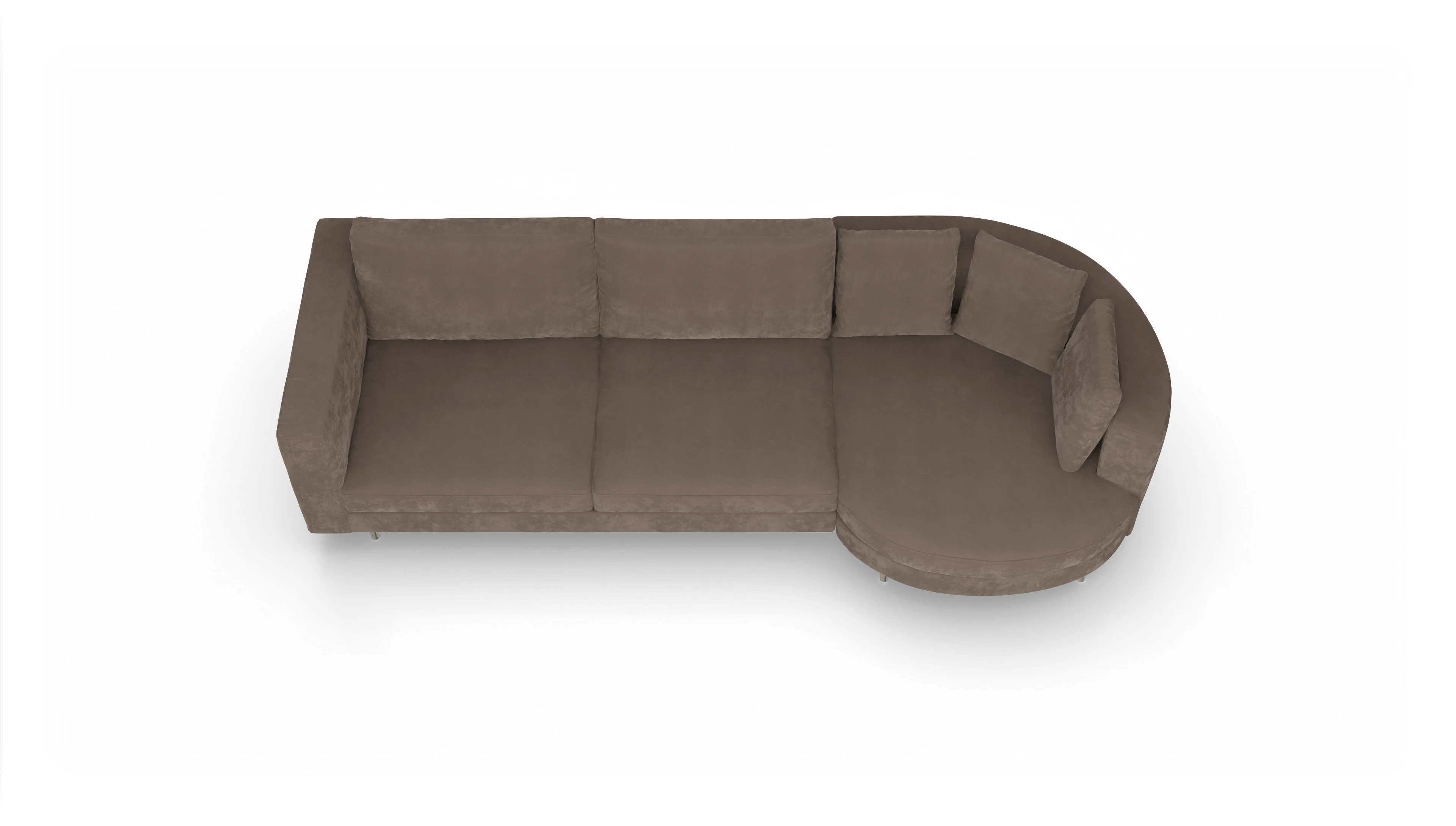 Ansicht des Produktes Silea Sofa mit Rec rechts in Samt braun