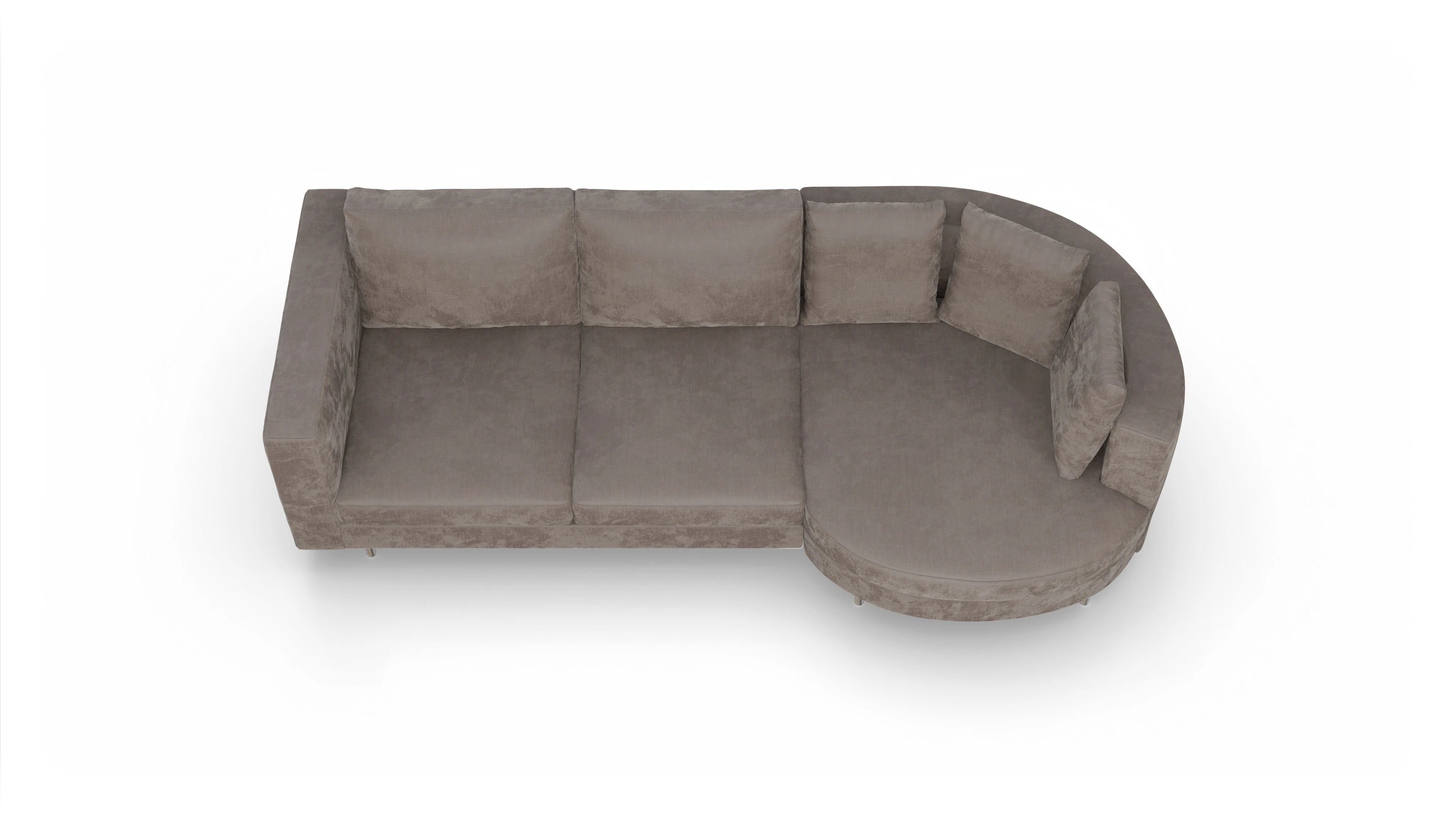 Design-Sofa Silea Ansicht des Produktes Silea Sofa mit Rec rechts in Stoff braun