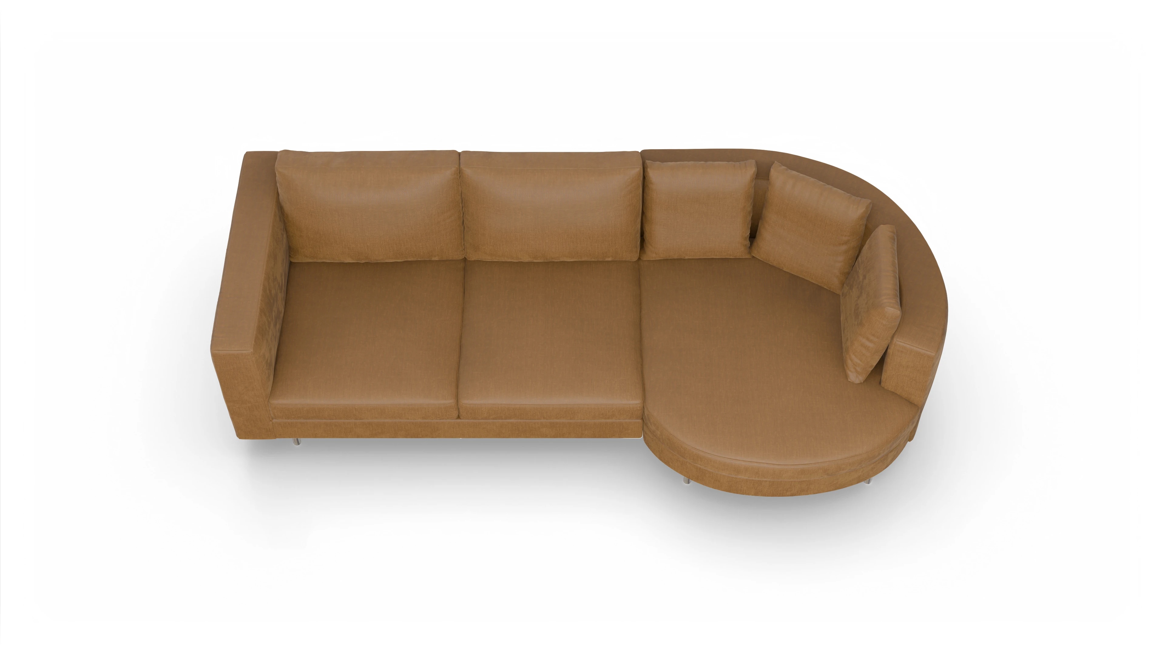 Design-Sofa Silea Ansicht des Produktes Silea Sofa mit Rec rechts in Stoff orange