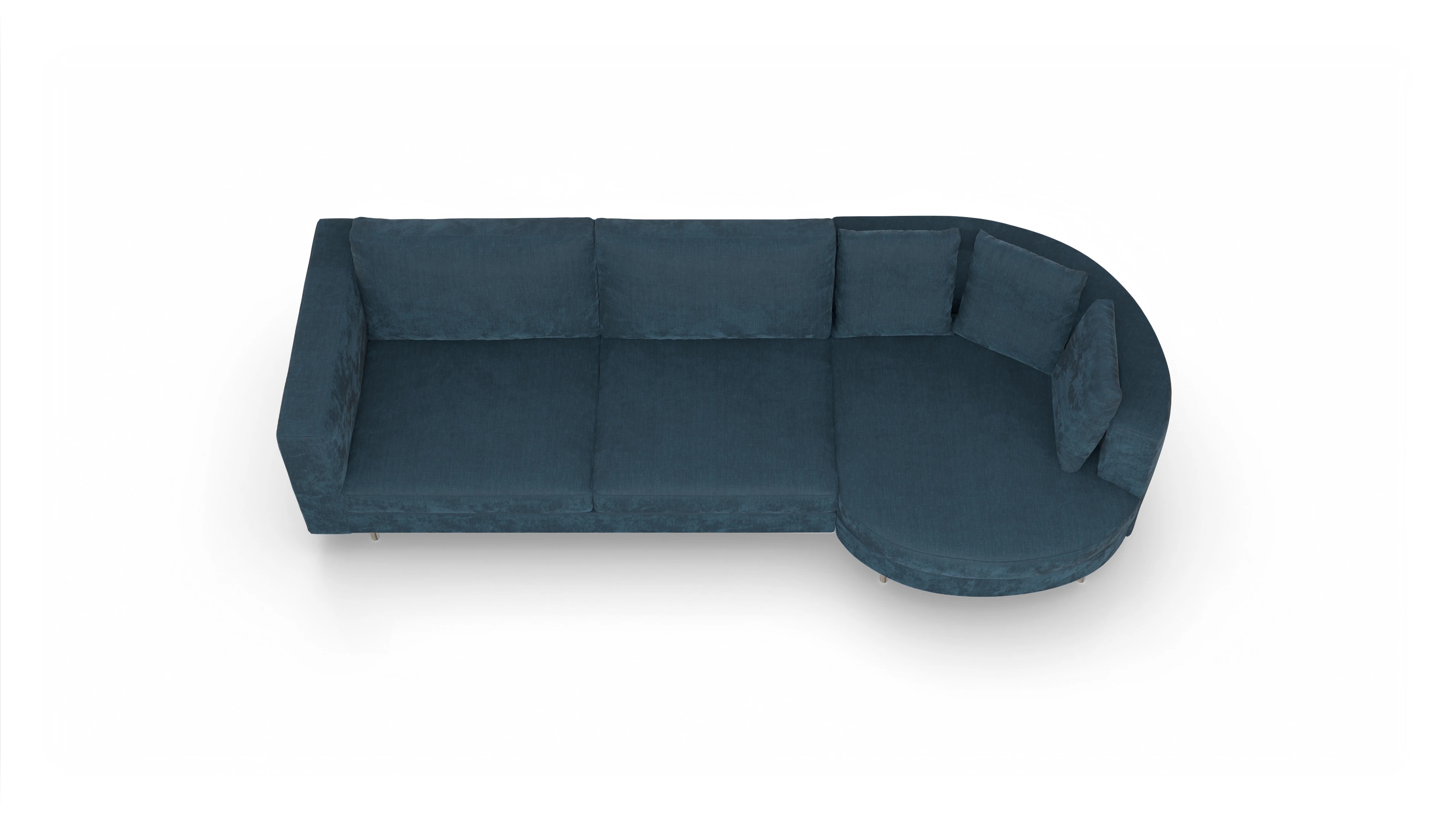 Ansicht des Produktes Silea Sofa mit Rec rechts in Stoff blau